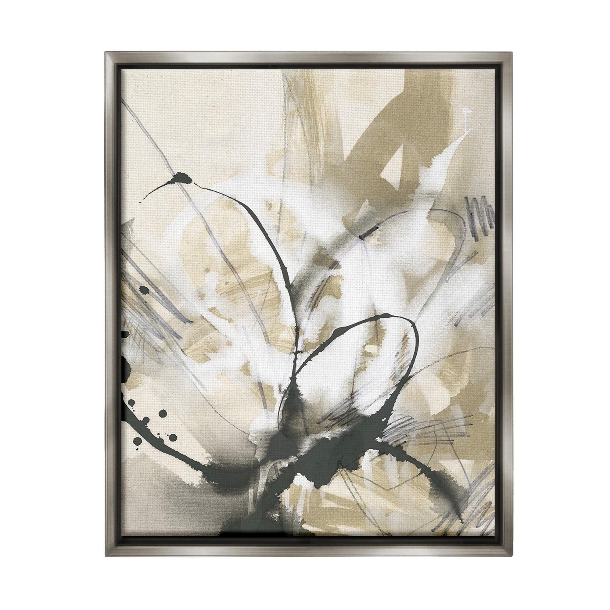 Stupell Industries Circular Complex Abstract Abstract Painting Gray Floater Framed Canvas Art Print Wall Art, 17 x 21