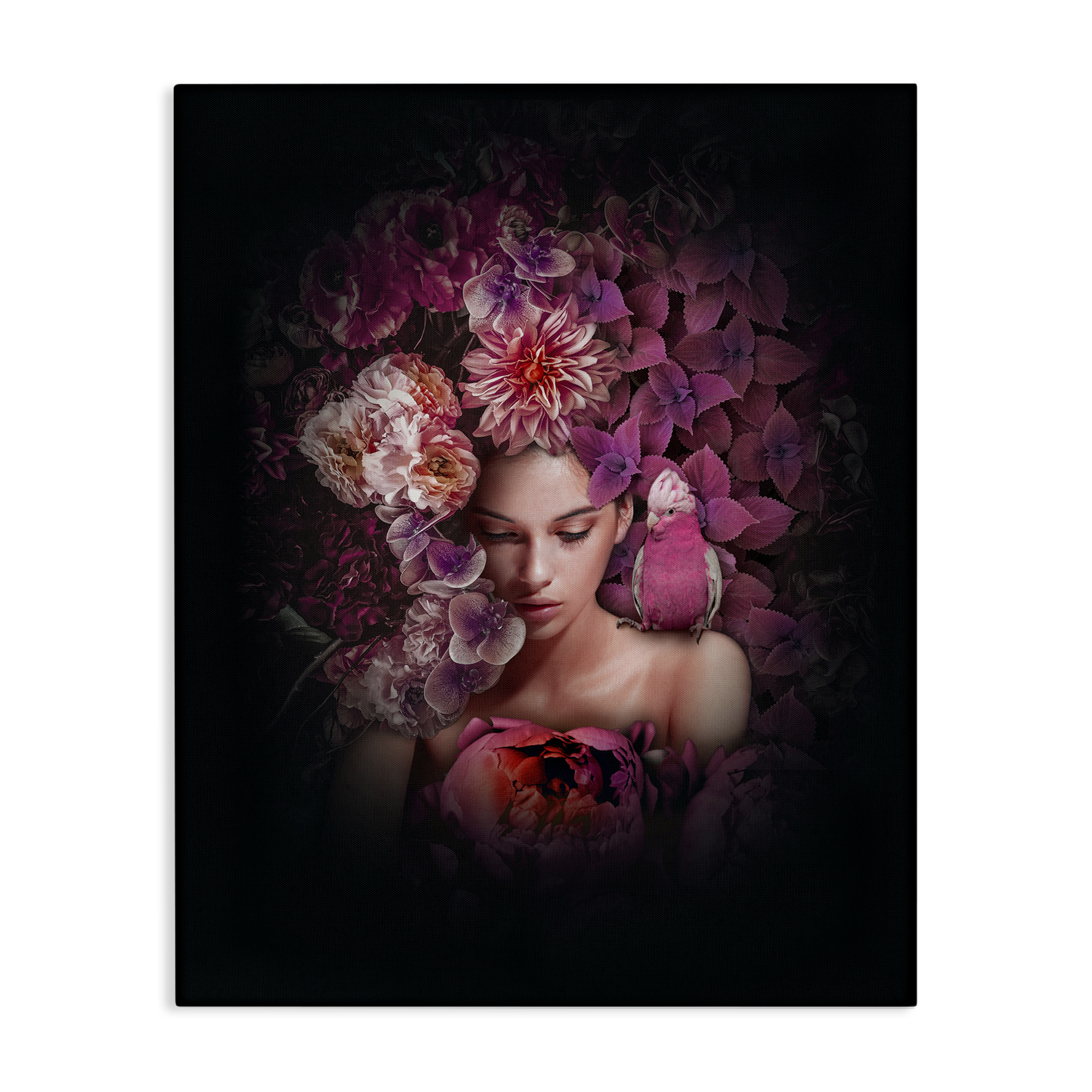 Stupell Industries Circular Flowers Woman Plants & Flowers Painting Wrapped Canvas Art Print Wall Art, 16 x 20