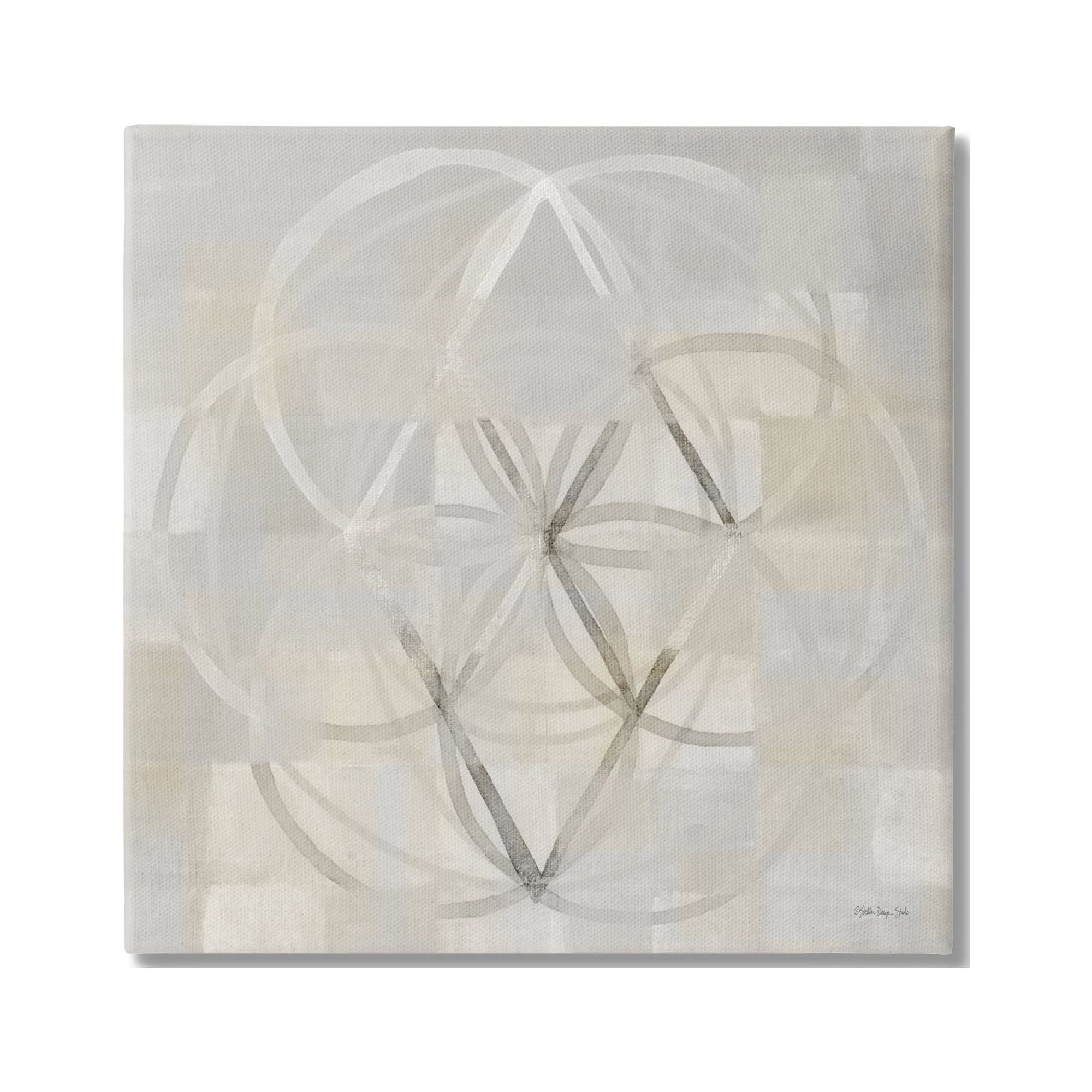 Stupell Industries Circular Fractal Abstract Neutral Tones Patterned Squares Graphic Art Gallery Wrapped Canvas Print Wall Art, Design by Stellar Design Studio