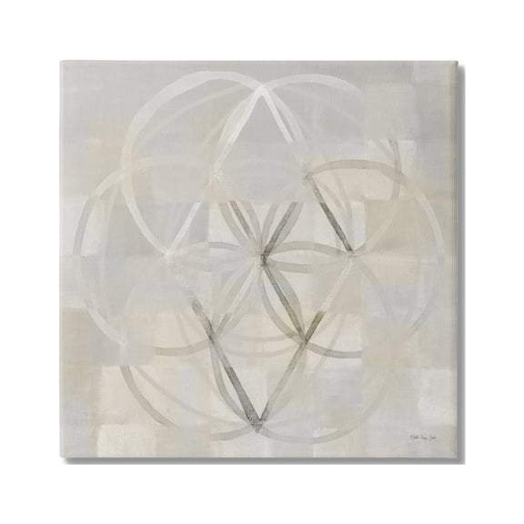 Stupell Industries Circular Fractal Abstract Neutral Tones Patterned Squares Graphic Art Gallery Wrapped Canvas Print Wall Art, Design by Stellar Design Studio