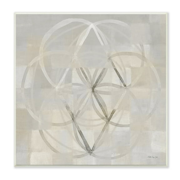 Stupell Industries Circular Fractal Abstract Neutral Tones Patterned Squares Graphic Art Unframed Art Print Wall Art, Design by Stellar Design Studio