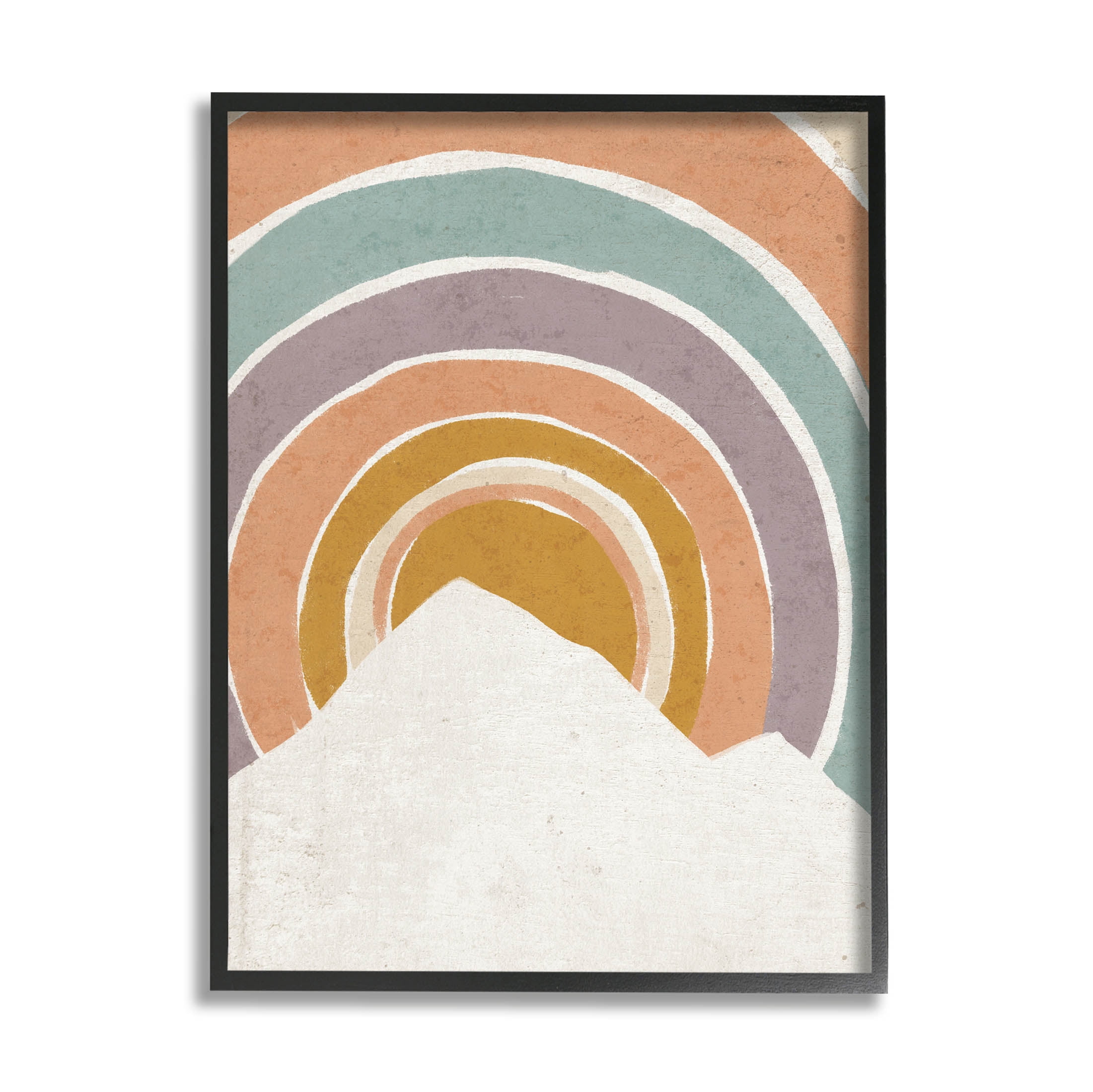 Stupell Industries Circular Geometric Mountain Landscape Graphic Art Black Framed Art Print Wall Art, Design by Loni Harris