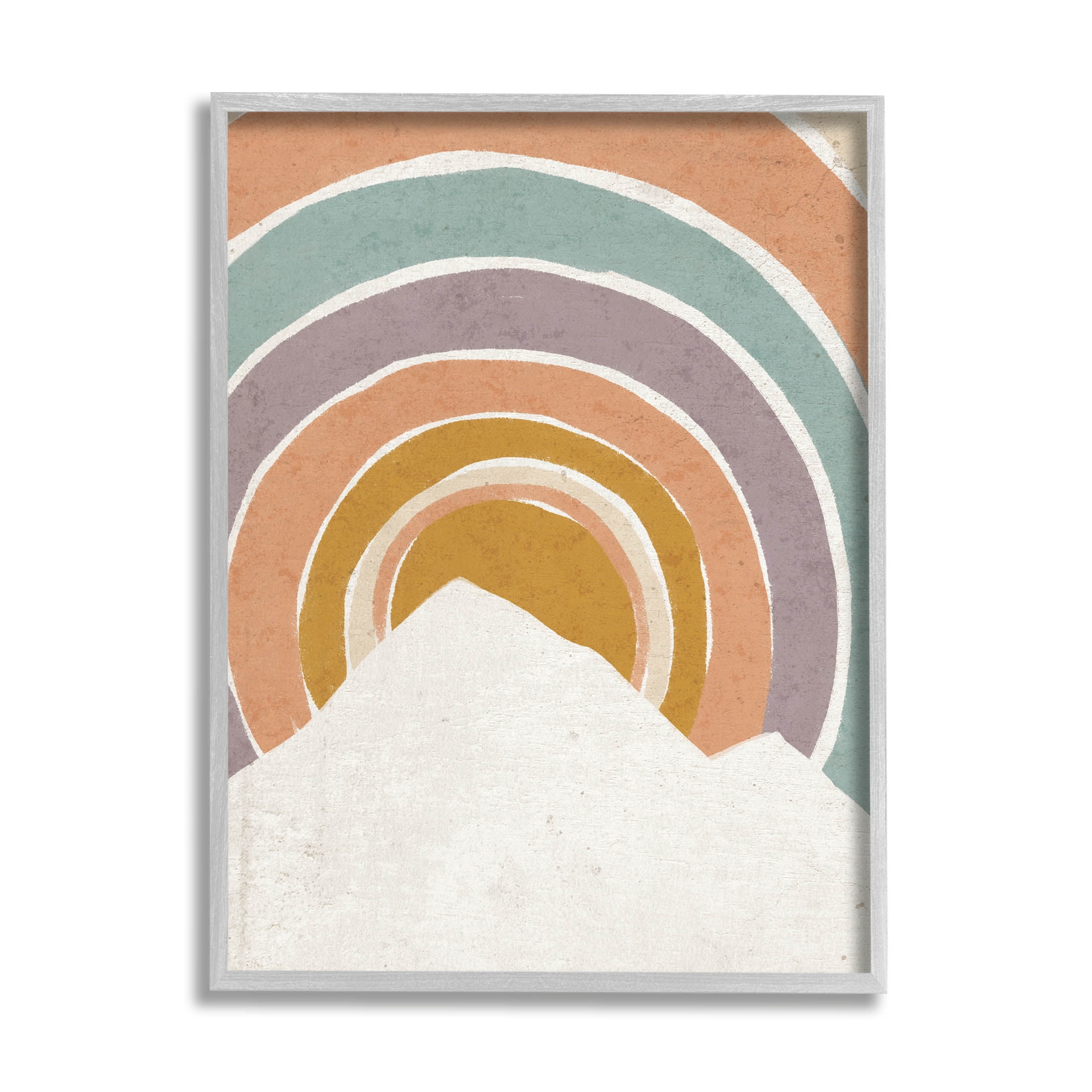 Stupell Industries Circular Geometric Mountain Landscape Graphic Art Gray Framed Art Print Wall Art, Design by Loni Harris