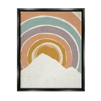 Stupell Industries Circular Geometric Mountain Landscape Graphic Art Jet Black Floating Framed Canvas Print Wall Art, Design by Loni Harris