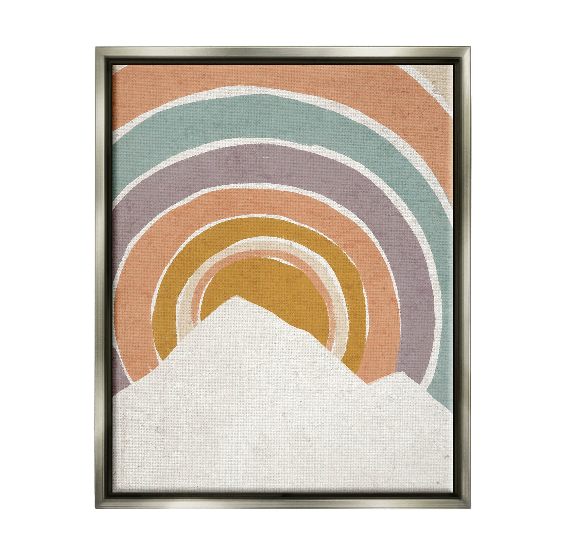 Stupell Industries Circular Geometric Mountain Landscape Graphic Art Luster Gray Floating Framed Canvas Print Wall Art, Design by Loni Harris