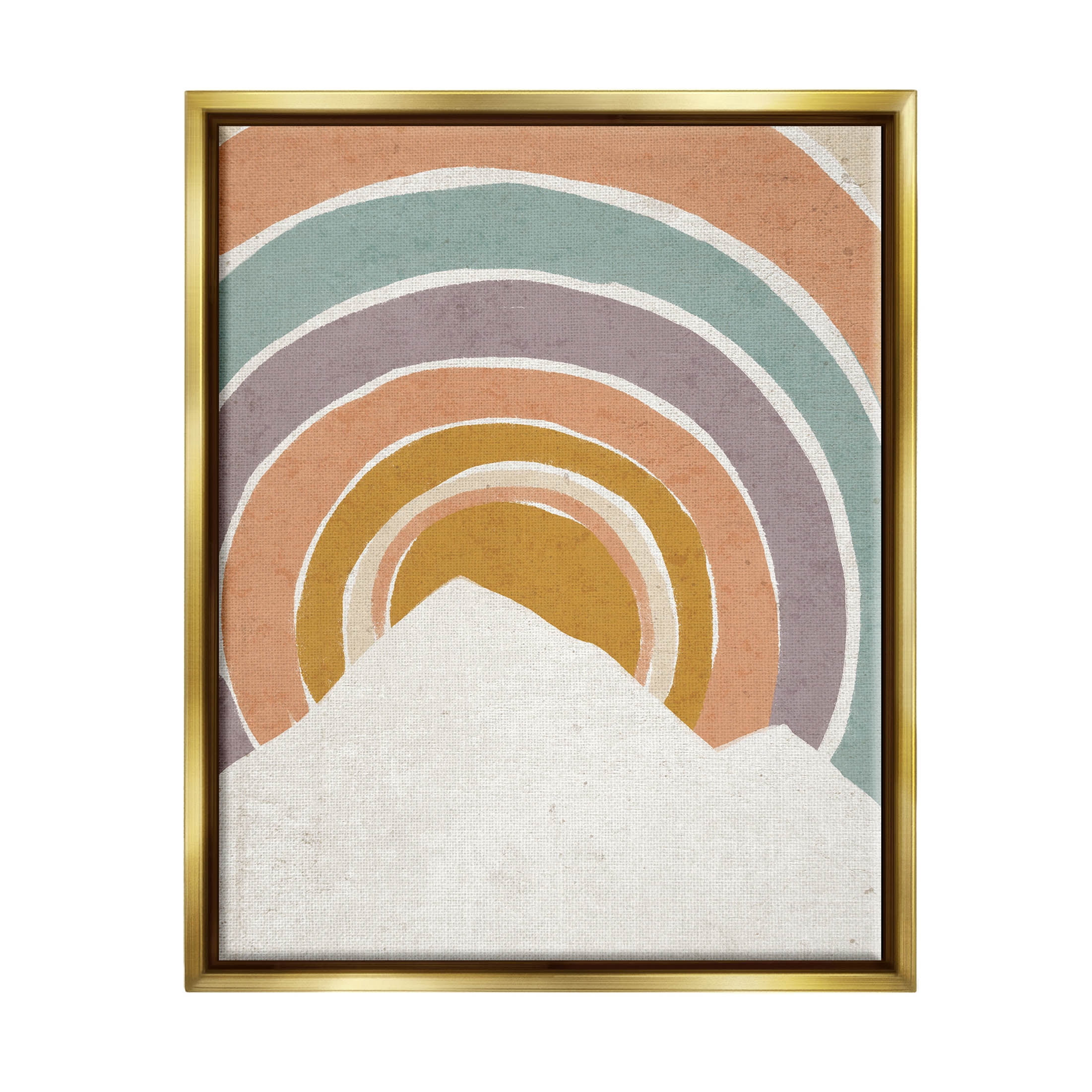 Stupell Industries Circular Geometric Mountain Landscape Graphic Art Metallic Gold Floating Framed Canvas Print Wall Art, Design by Loni Harris