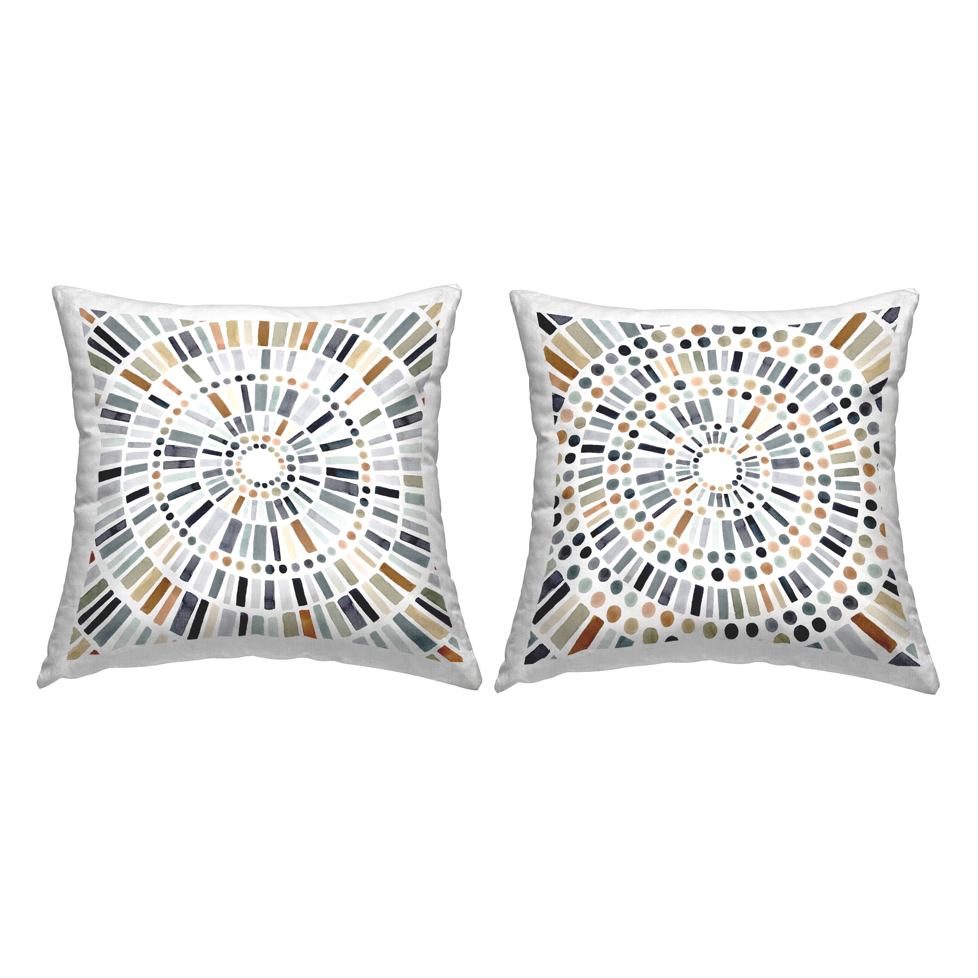 Stupell Industries Circular Geometric Pattern Abstract Deco Collage Contemporary Blue, 18 x 7 x 18, Decorative Pillows, (Set of 2)