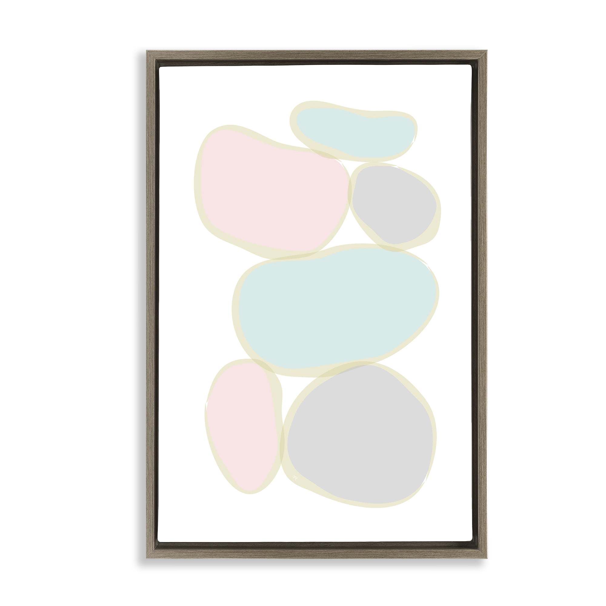 Stupell Industries Circular Pastel Shapes Abstract Painting Brown Floater Framed Canvas Art Print Wall Art, 17 x 25