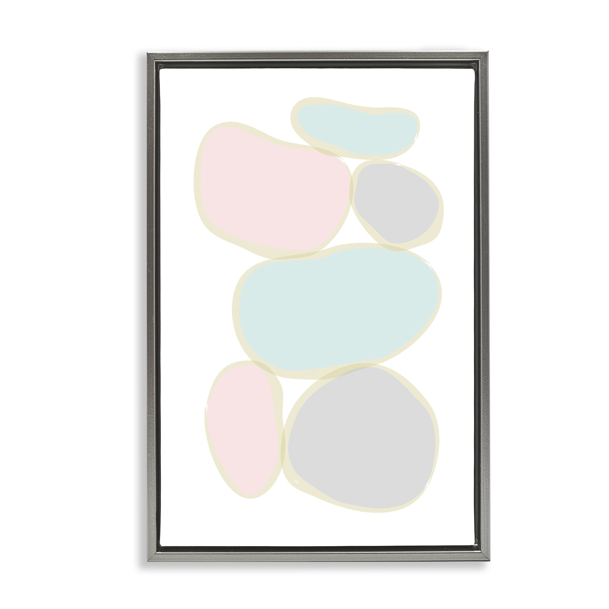 Stupell Industries Circular Pastel Shapes Abstract Painting Gray Floater Framed Canvas Art Print Wall Art, 17 x 25
