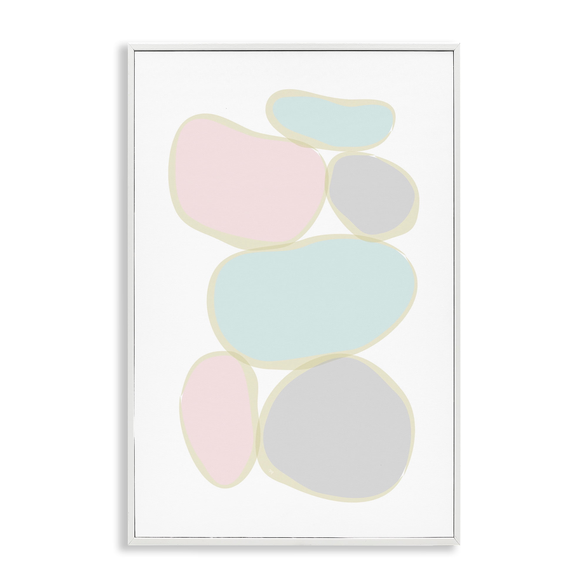 Stupell Industries Circular Pastel Shapes Abstract Painting White Framed Art Print Wall Art, 20 x 30