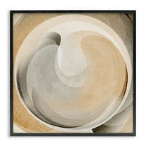 Stupell Industries Circular Soft Neutrals Abstract Painting Black Framed Art Print Wall Art, 12 x 12