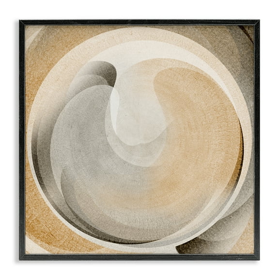 Stupell Industries Circular Soft Neutrals Abstract Painting Black Framed Art Print Wall Art, 12 x 12