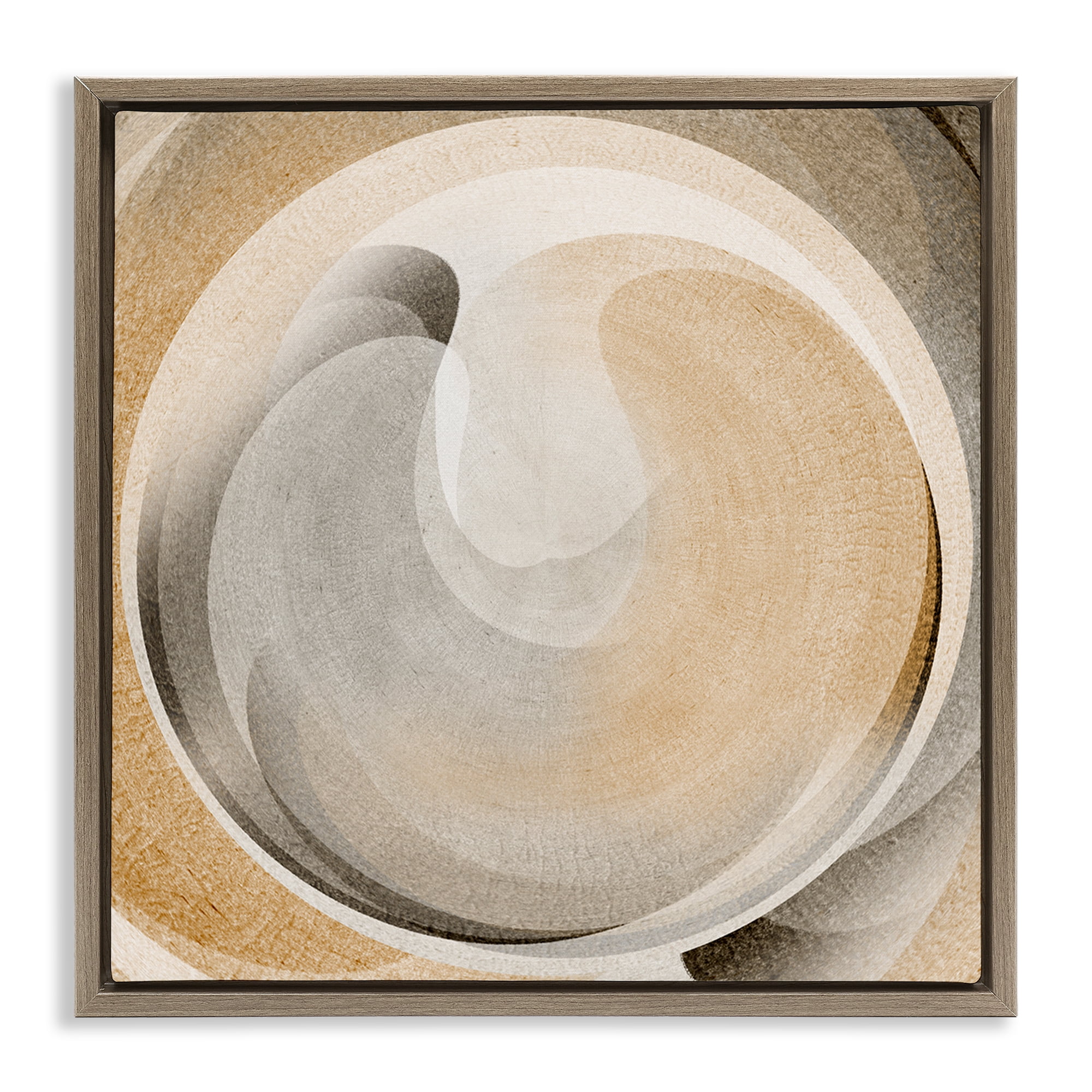 Stupell Industries Circular Soft Neutrals Abstract Painting Brown Floater Framed Canvas Art Print Wall Art, 25 x 25