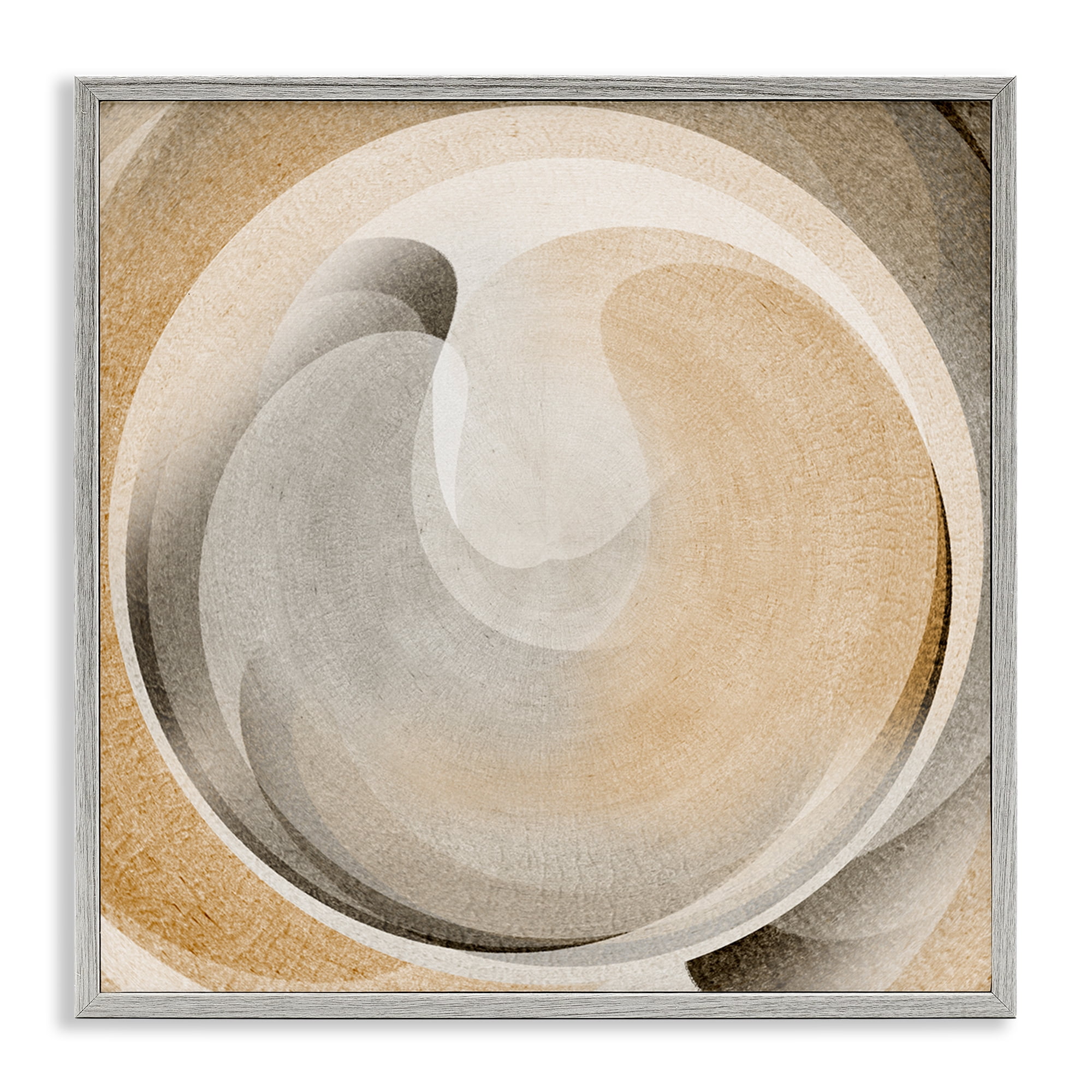 Stupell Industries Circular Soft Neutrals Abstract Painting Gray Framed Art Print Wall Art, 12 x 12