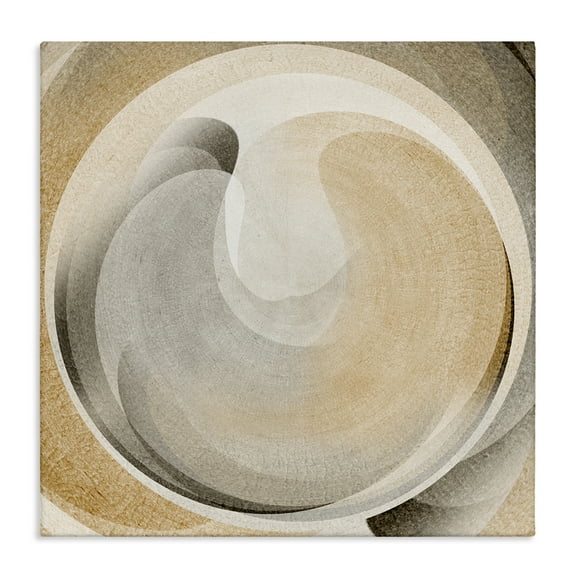 Stupell Industries Circular Soft Neutrals Abstract Painting Wrapped Canvas Art Print Wall Art, 17 x 17