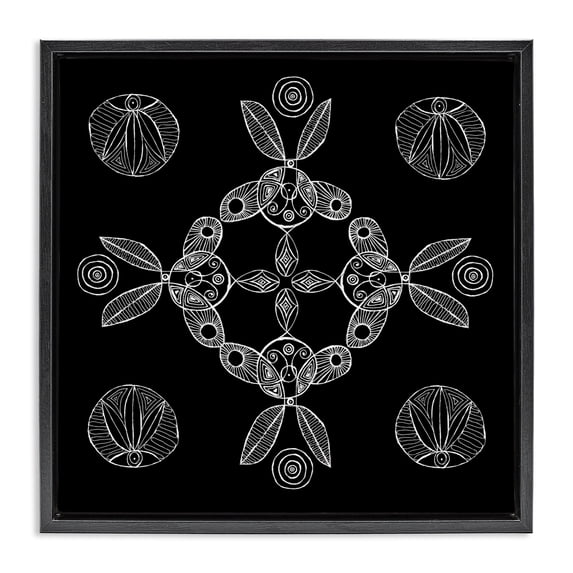 Stupell Industries Eclectic Circular Symmetry Elementals Black Floating Frame Canvas Art, 18 x 18, by El Perkin