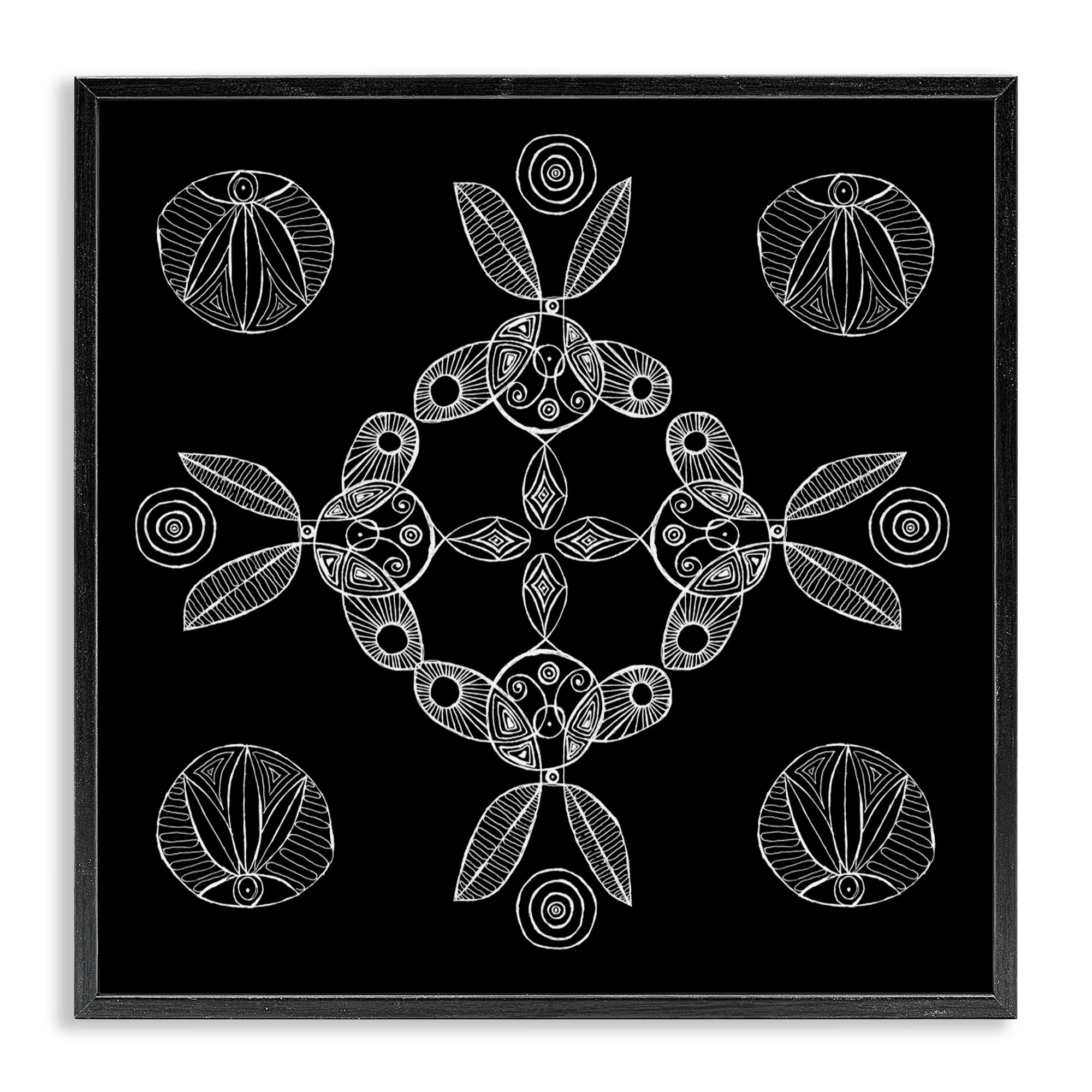 Stupell Industries Circular Symmetry Elementals Black Framed Giclee Art, design by El Perkin