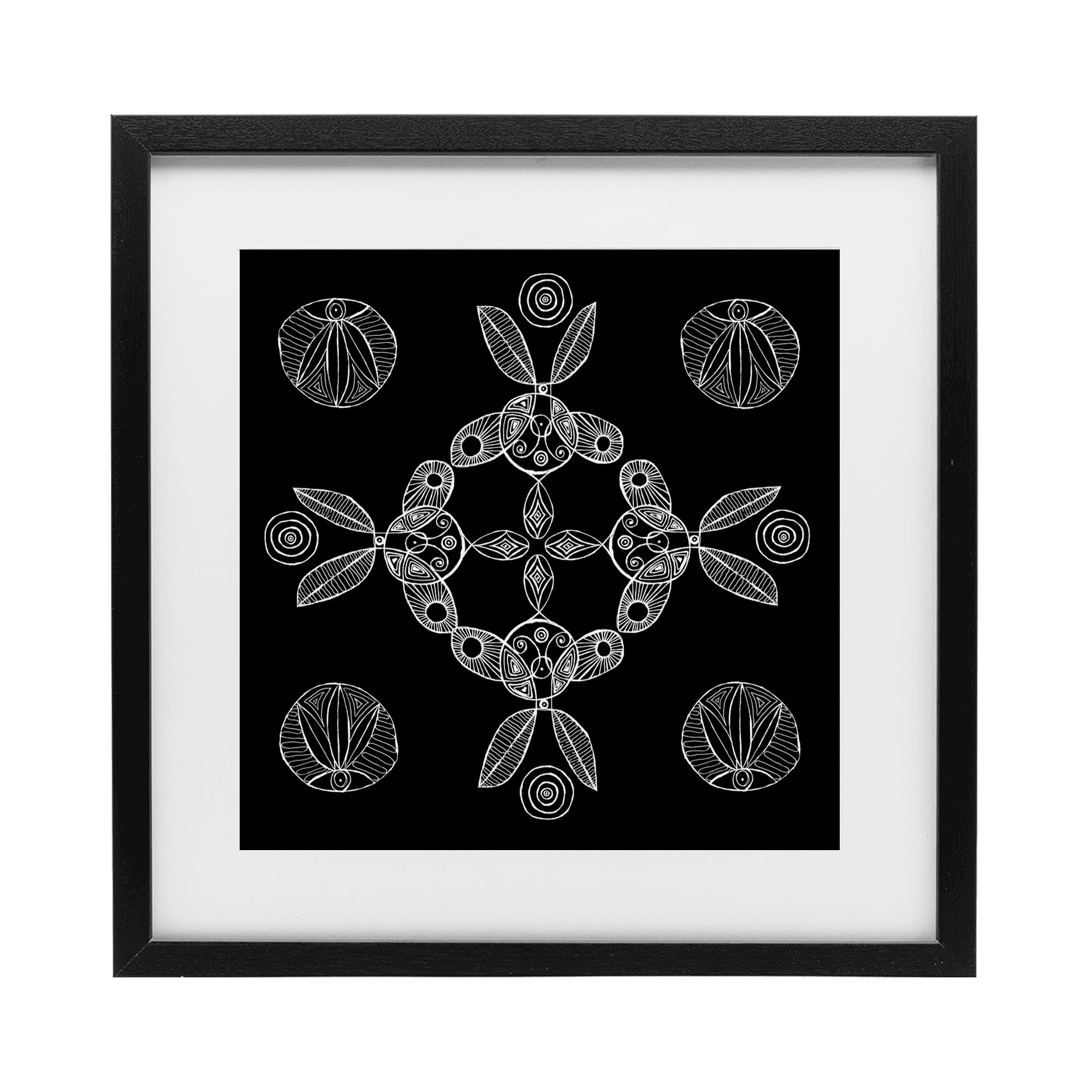 Stupell Industries Circular Symmetry Elementals Black Framed Print Under Glass, design by El Perkin