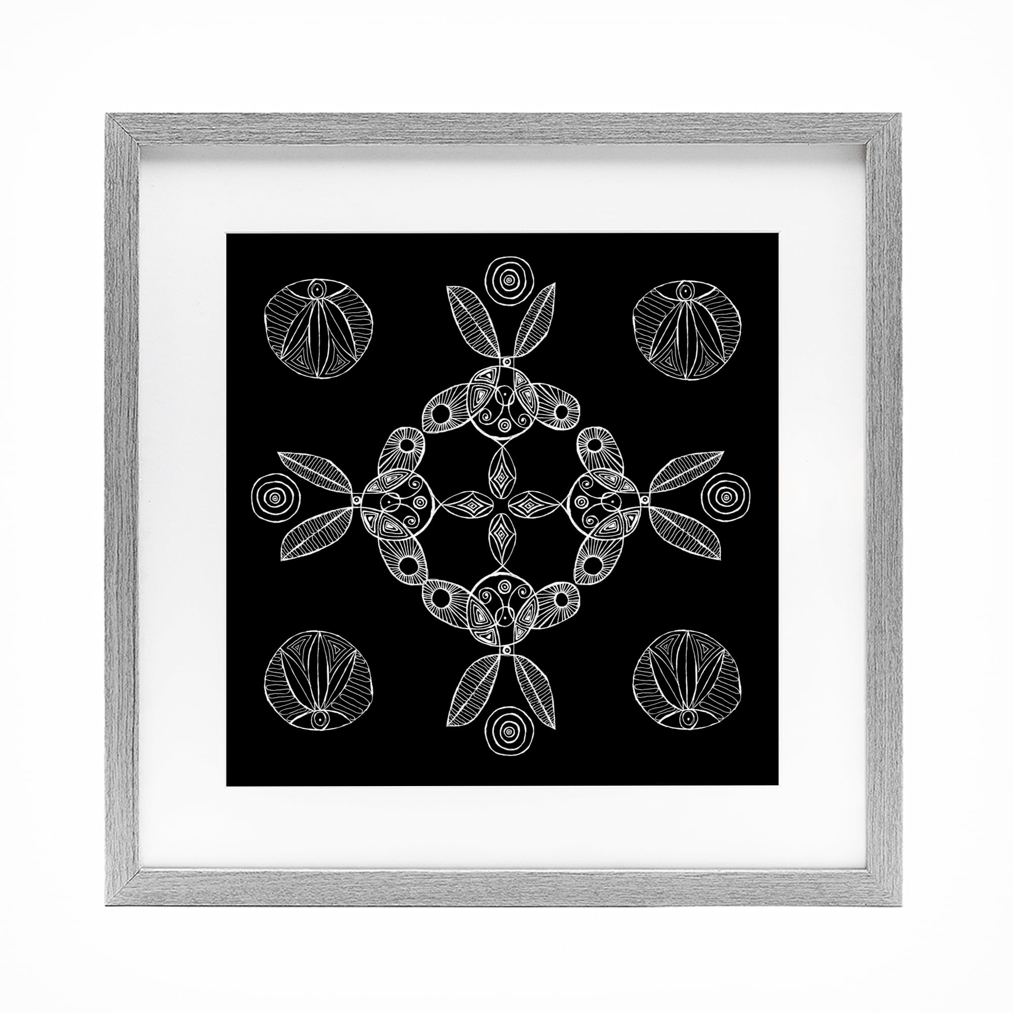 Stupell Industries Circular Symmetry Elementals Gray Framed Print Under Glass, design by El Perkin