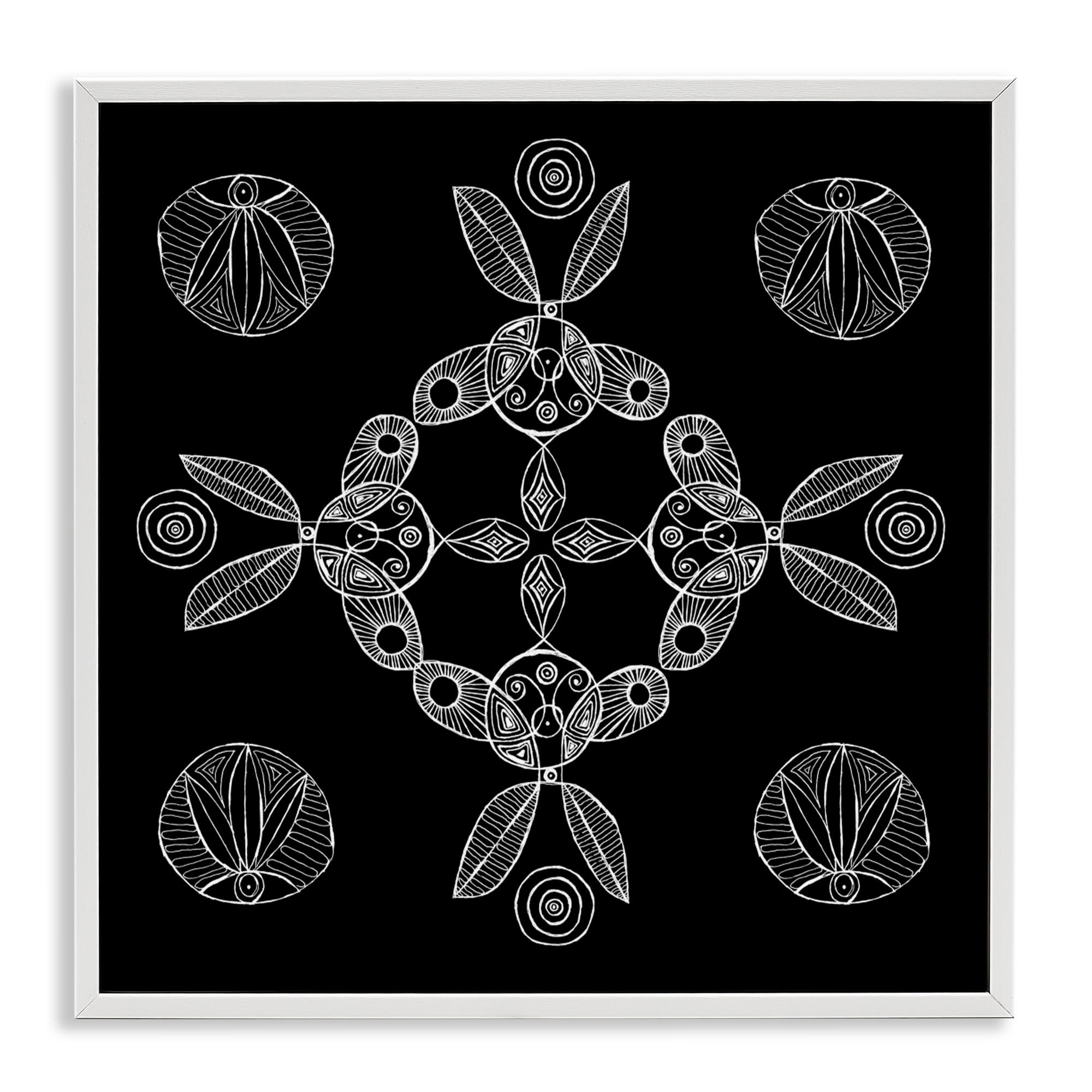 Stupell Industries Circular Symmetry Elementals White Framed Giclee Art, design by El Perkin