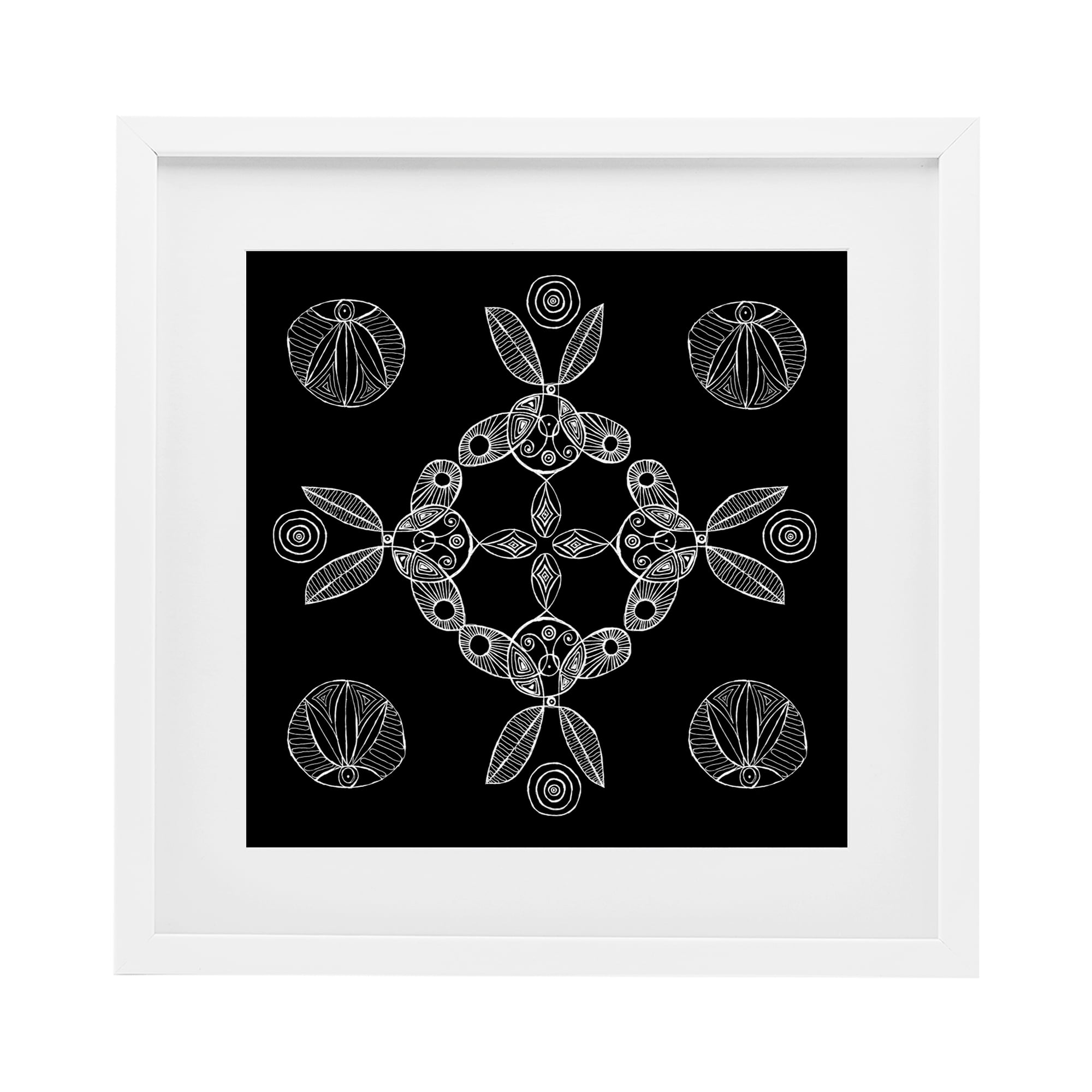 Stupell Industries Circular Symmetry Elementals White Framed Print Under Glass, design by El Perkin