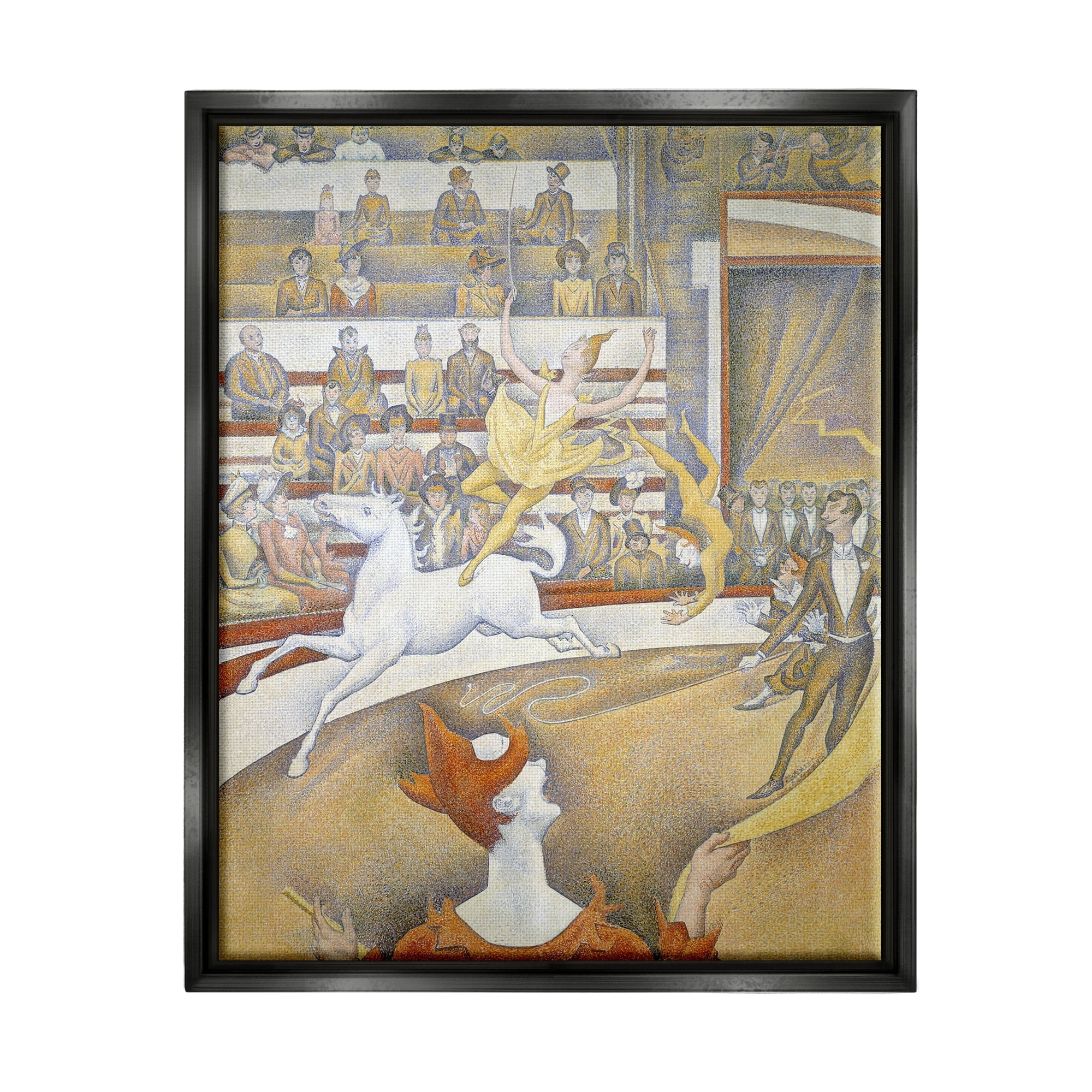 Stupell Industries The Circus Classic Painting George Seurat Performance Portrait Painting Jet Black Floating Framed Canvas Print Wall Art, Design by one1000paintings
