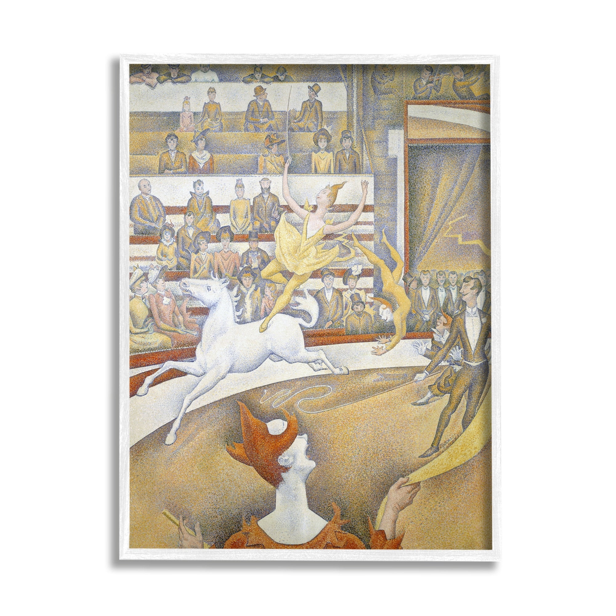 Stupell Industries The Circus Classic Painting George Seurat Performance Portrait Painting White Framed Art Print Wall Art, Design by one1000paintings