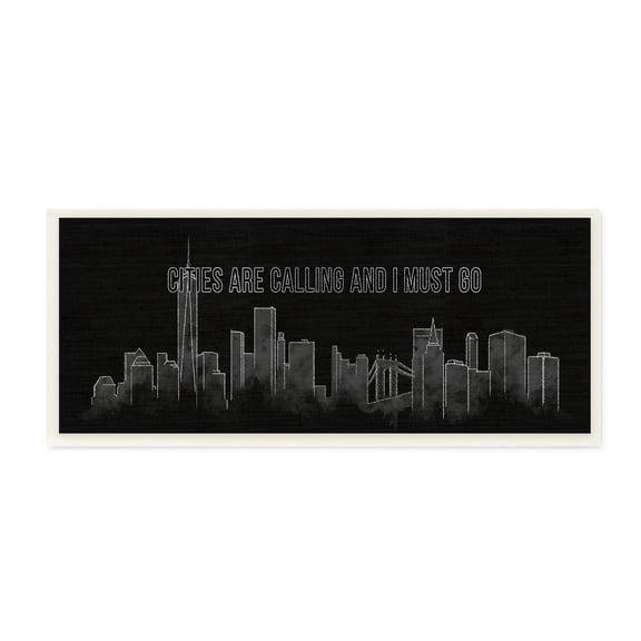 Stupell Industries Cities Are Calling Black Landscape Drawing Wall Plaque by Ziwei Li