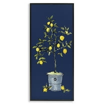 Stupell Industries Citron Lemon Plant Botanical & Floral Painting Black Framed Art Print Wall Art, 10 x 24