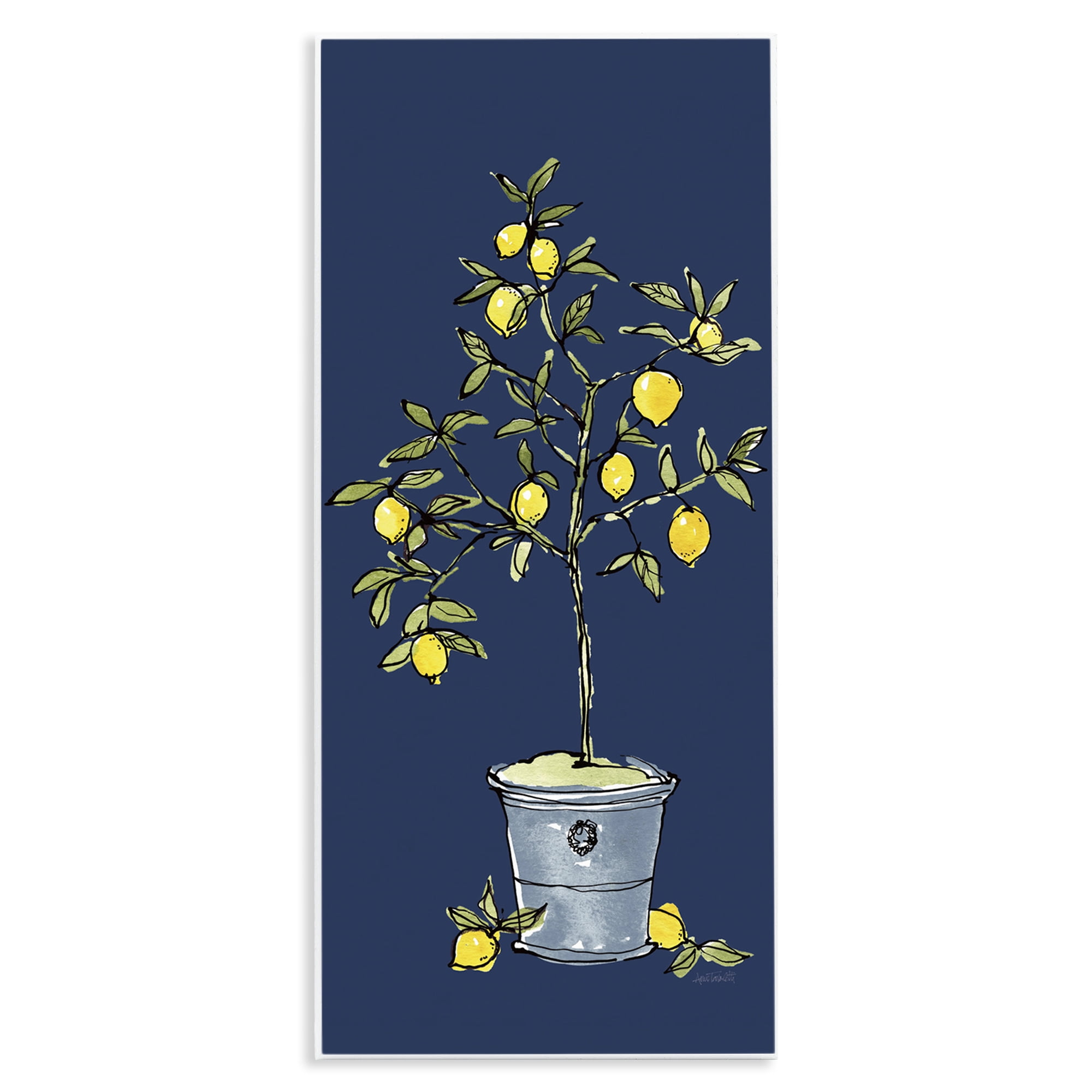 Stupell Industries Citron Lemon Plant Botanical & Floral Painting Unframed Art Print Wall Art, 7 x 17