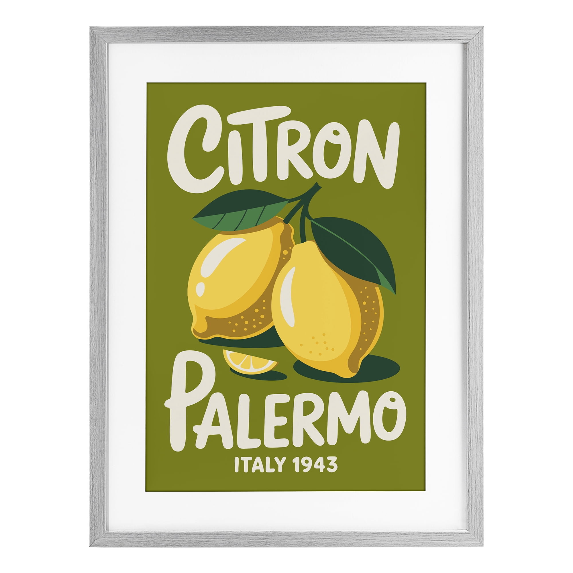 Stupell Industries Citron Palermo Lemons Gray Framed Print Under Glass, design by Andreas Magnusson