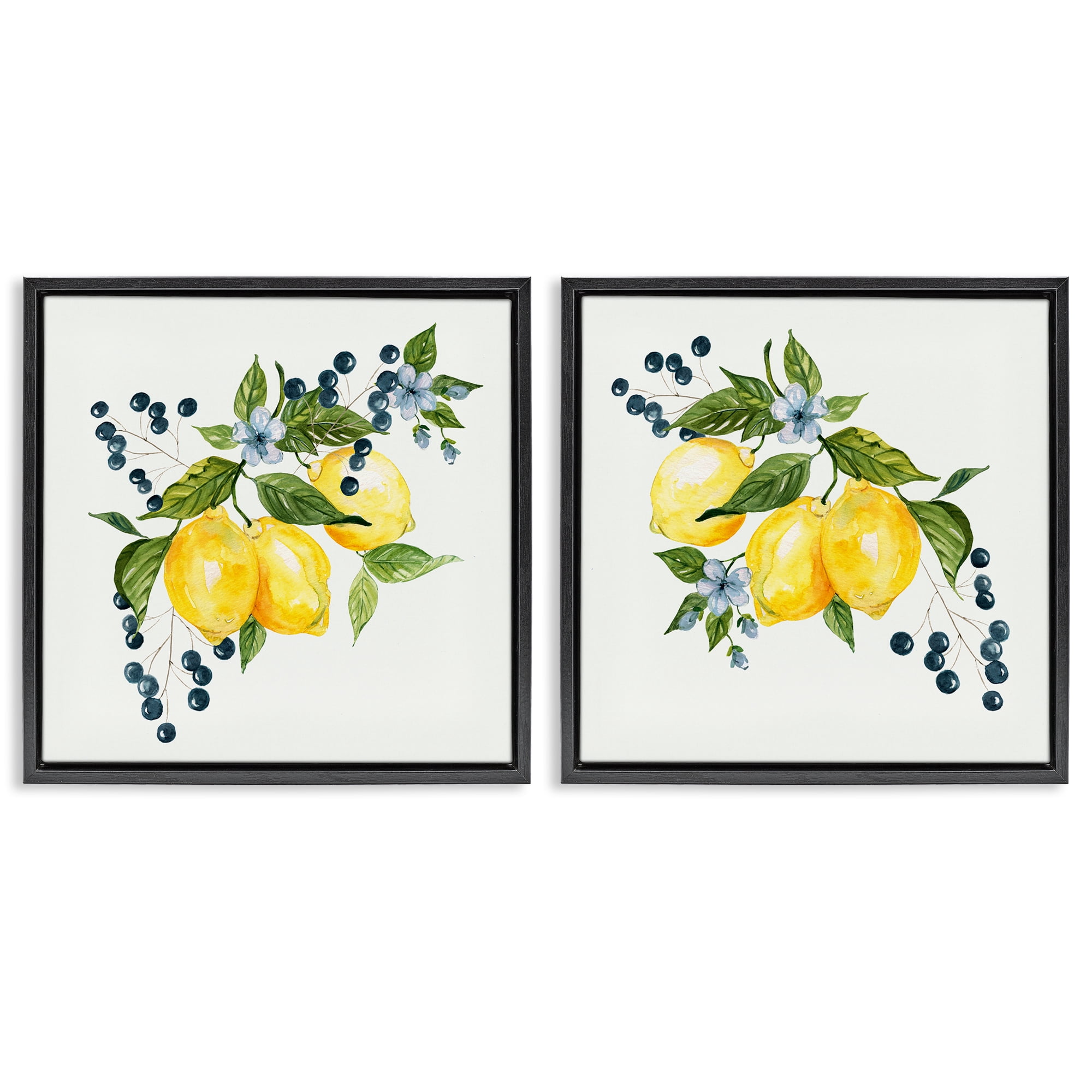 Stupell Industries Citrus & Berries Cluster 2 Piece Black Framed Floater Canvas Set, design by Livi Finn
