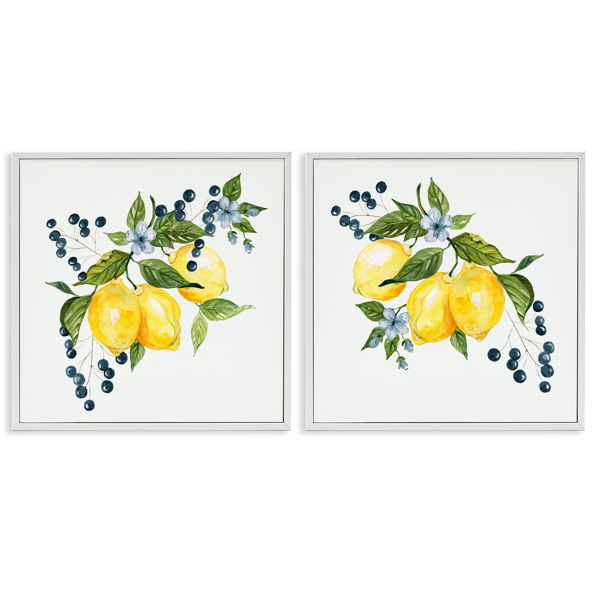 Stupell Industries Citrus & Berries Cluster 2 Piece White Framed Giclee Art Set, design by Livi Finn