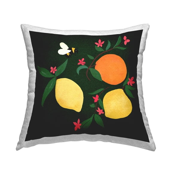 Stupell Industries Citrus & Bumble Bee Design by Michelle Ingari Designs Outdoor Printed Pillow