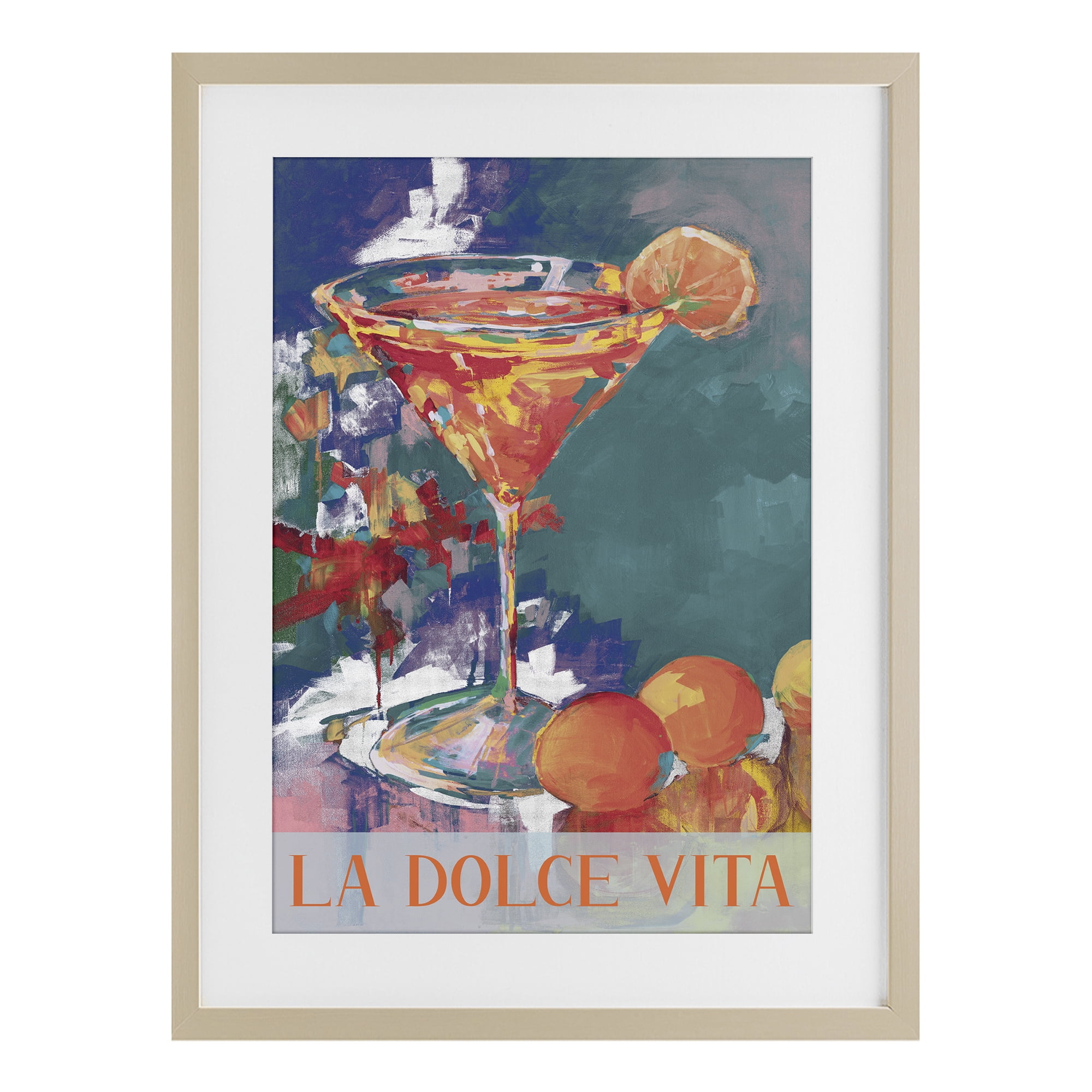 Stupell Industries Citrus Cocktail on Blue Birch Framed Print Under Glass, design by Jane Slivka