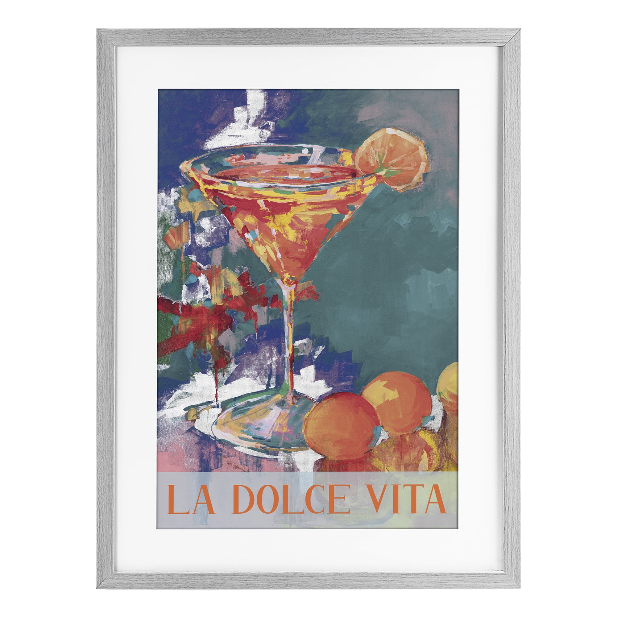 Stupell Industries Citrus Cocktail on Blue Gray Framed Print Under Glass, design by Jane Slivka