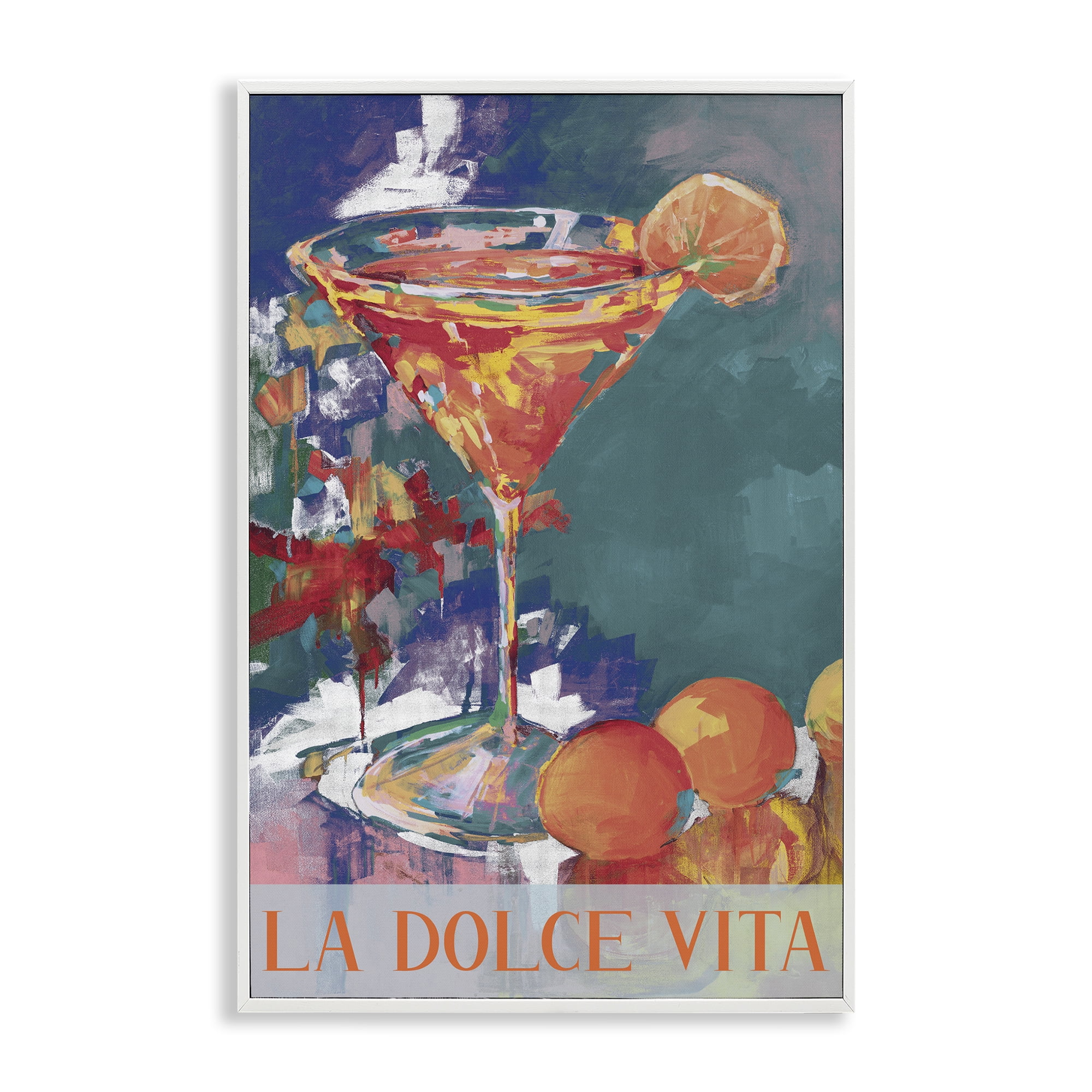 Stupell Industries Citrus Cocktail on Blue White Framed Giclee Art, design by Jane Slivka