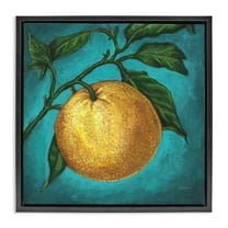 Stupell Industries Citrus Fruit on Branch Food & Beverage Painting Black Floater Framed Canvas Art Print Wall Art, 18 x 18