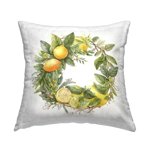Stupell Industries Citrus Lemon Botanical Wreath Printed Throw Pillow Design by Ziwei Li