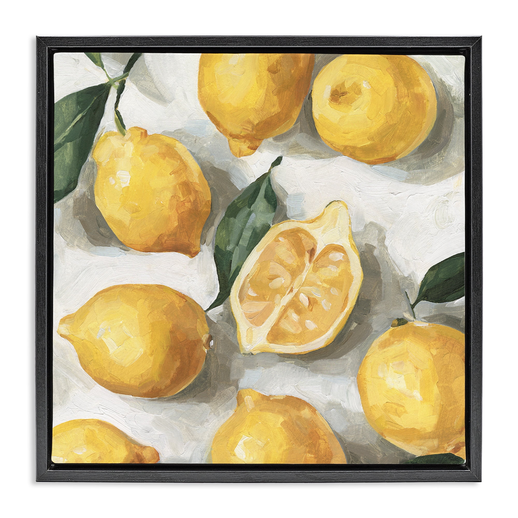 Stupell Industries Citrus Lemons Over White Food & Beverage Painting Black Floater Framed Canvas Art Print Wall Art, 25 x 25