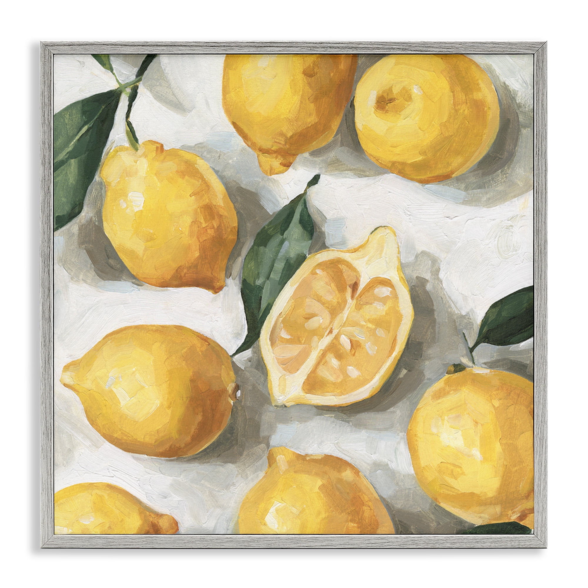 Stupell Industries Citrus Lemons Over White Food & Beverage Painting Gray Framed Art Print Wall Art, 24 x 24