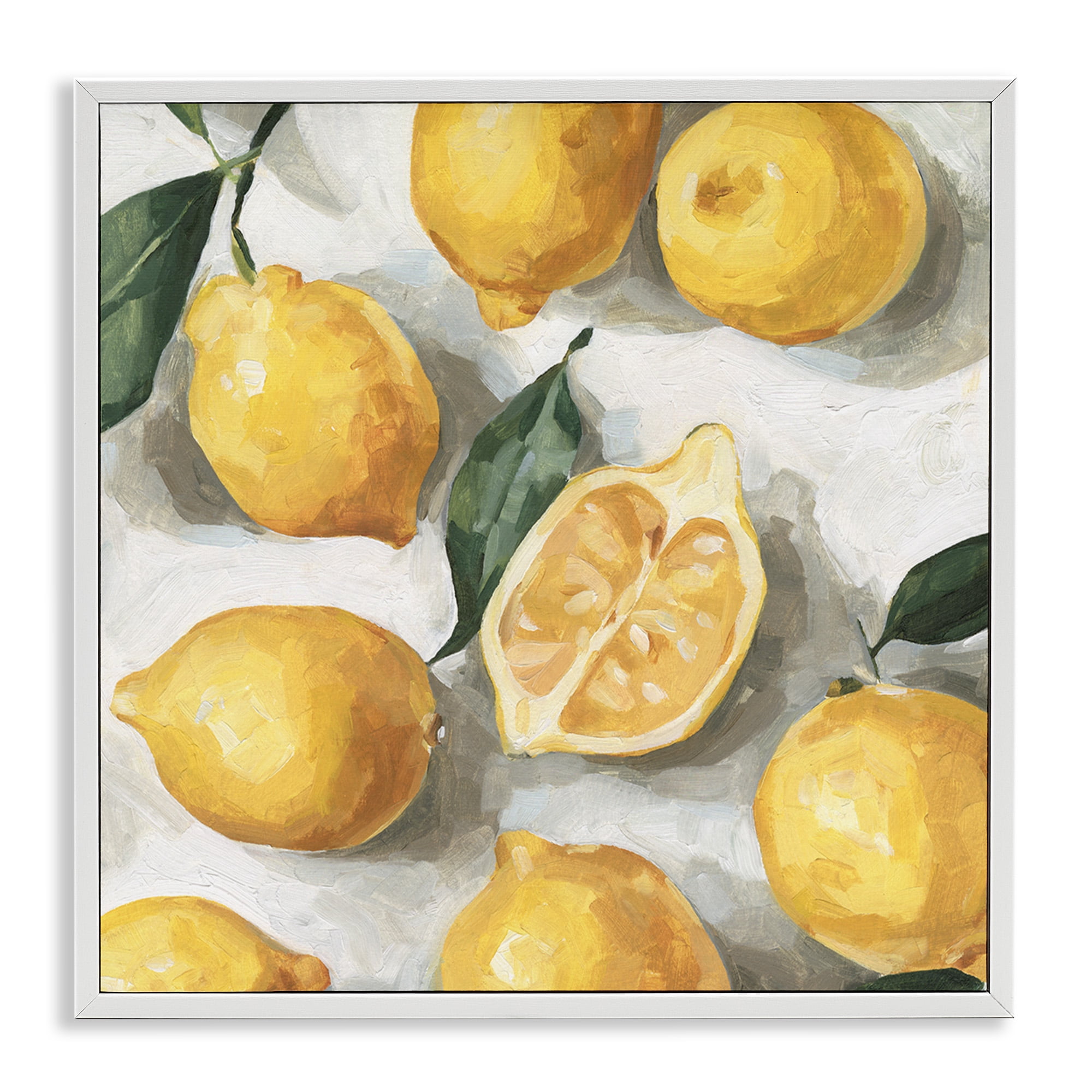 Stupell Industries Citrus Lemons Over White Food & Beverage Painting White Framed Art Print Wall Art, 12 x 12