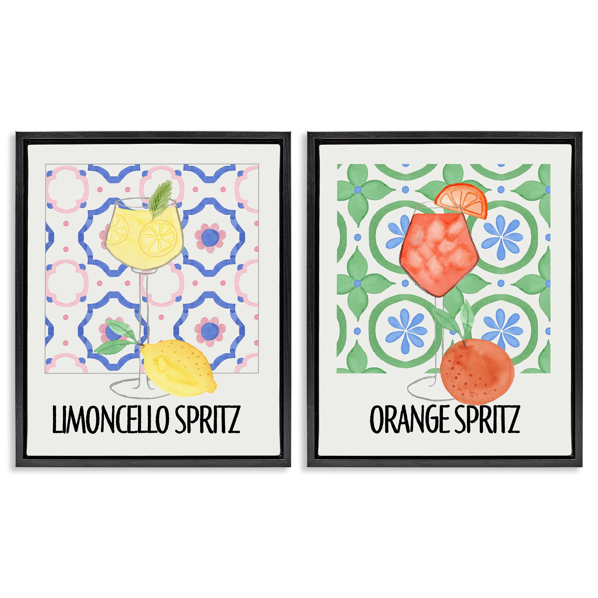Stupell Industries Citrus Spritz On My Mind 2 Piece Black Framed Floater Canvas Set, design by Nina Jacobs