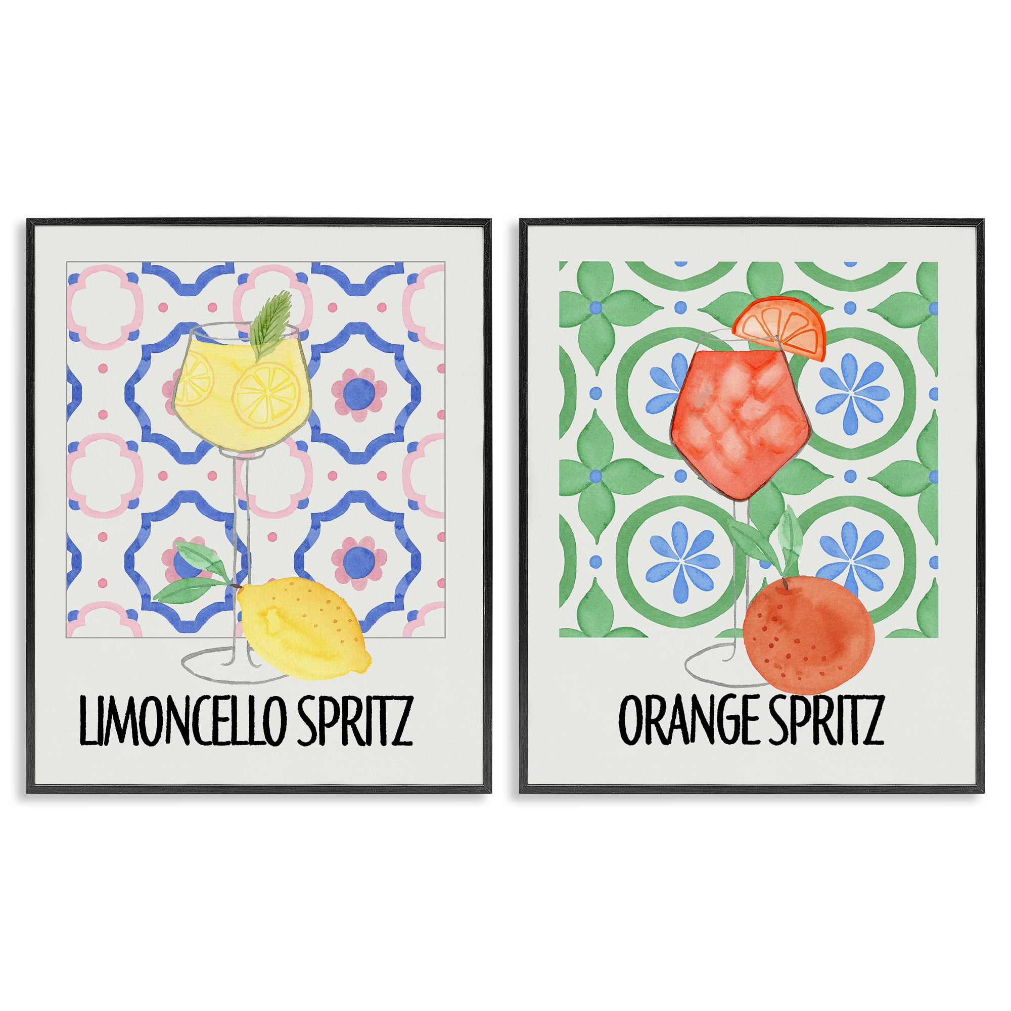 Stupell Industries Citrus Spritz On My Mind 2 Piece Black Framed Giclee Art Set, design by Nina Jacobs