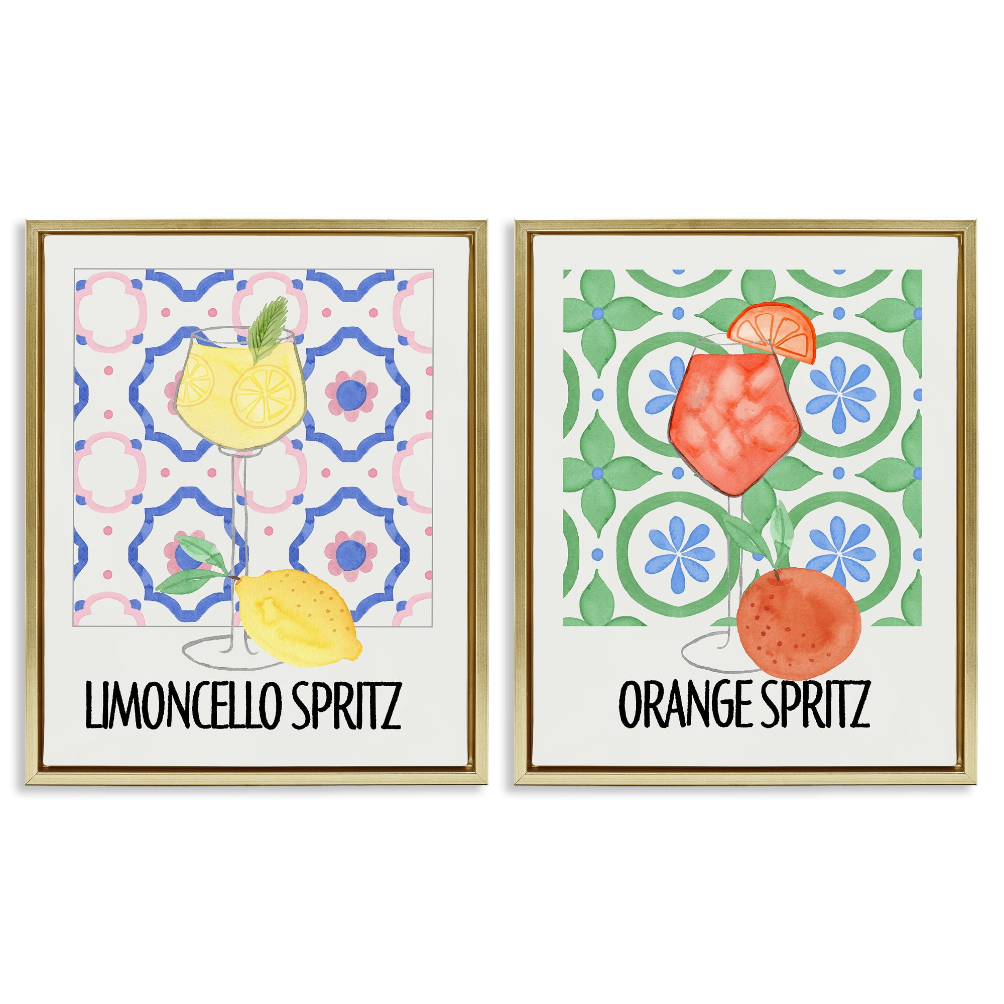 Stupell Industries Citrus Spritz On My Mind 2 Piece Gold Framed Floater Canvas Set, design by Nina Jacobs