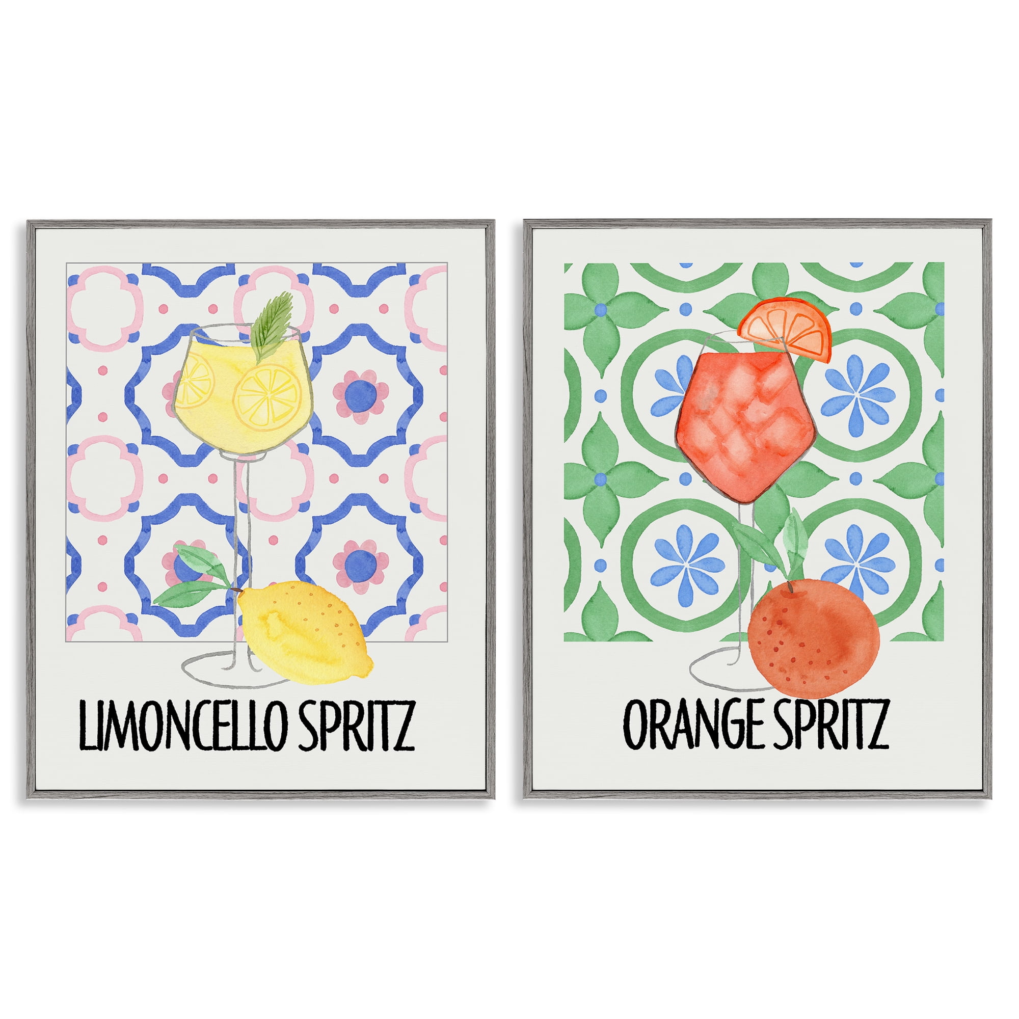 Stupell Industries Citrus Spritz On My Mind 2 Piece Gray Framed Giclee Art Set, design by Nina Jacobs