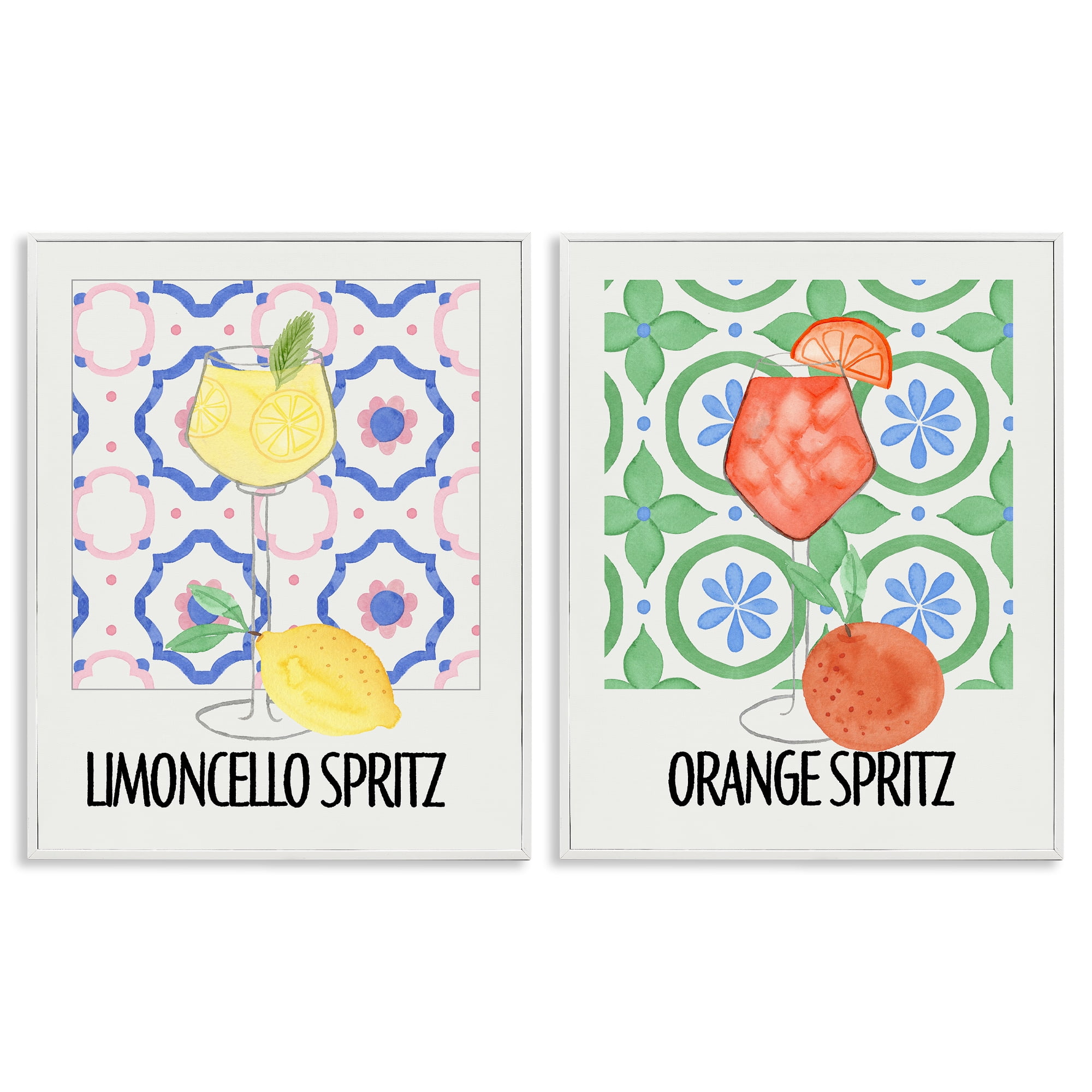Stupell Industries Citrus Spritz On My Mind 2 Piece White Framed Giclee Art Set, design by Nina Jacobs