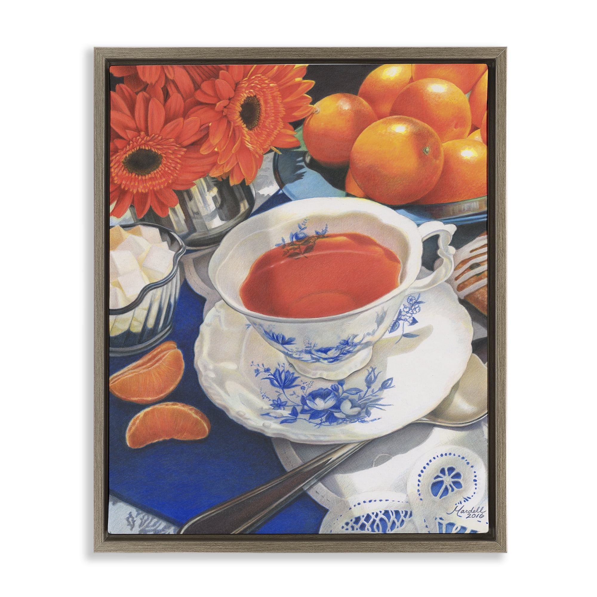 Stupell Industries Citrus Tea Time Food & Beverage Painting Brown Floater Framed Art Print Wall Art, 25 x 31