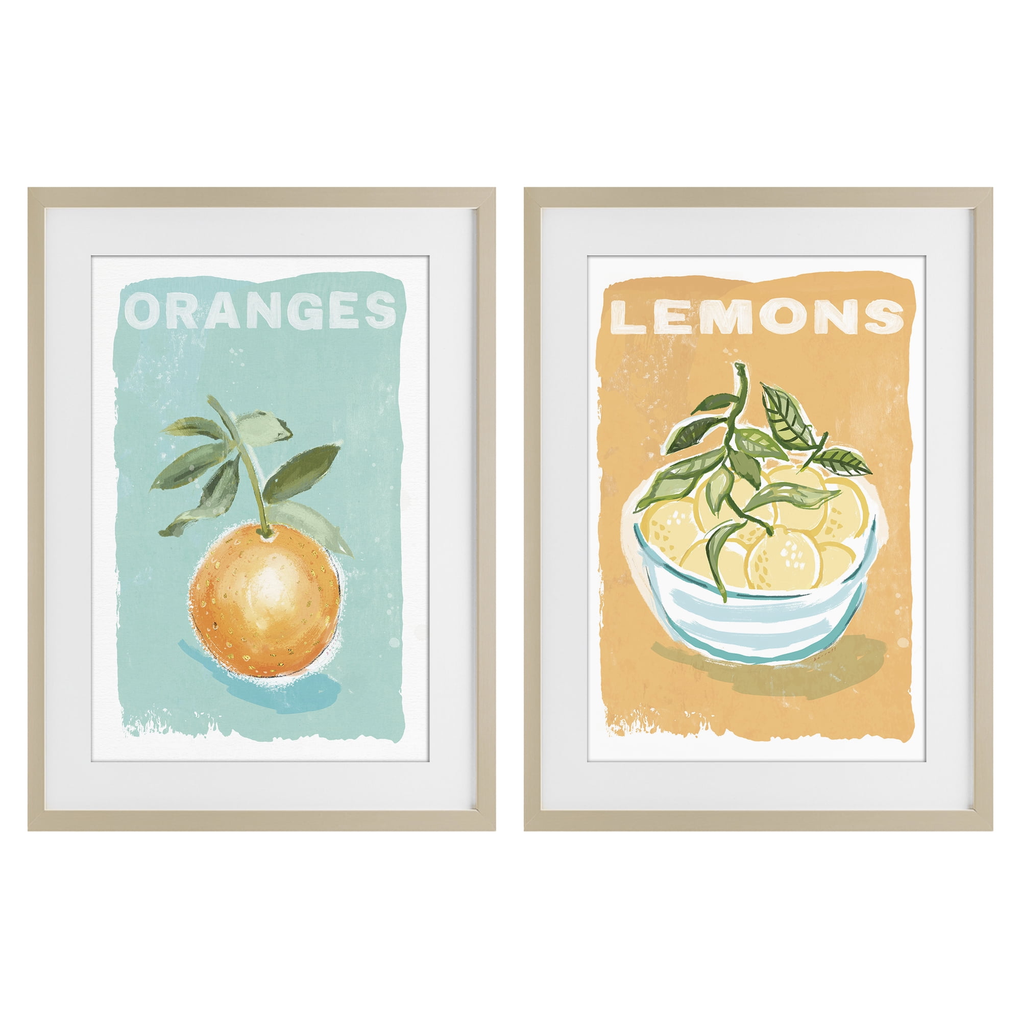 Stupell Industries Citrus Twist Motif 2 Piece Birch Framed Print Under Glass Set, design by Chad Barrett