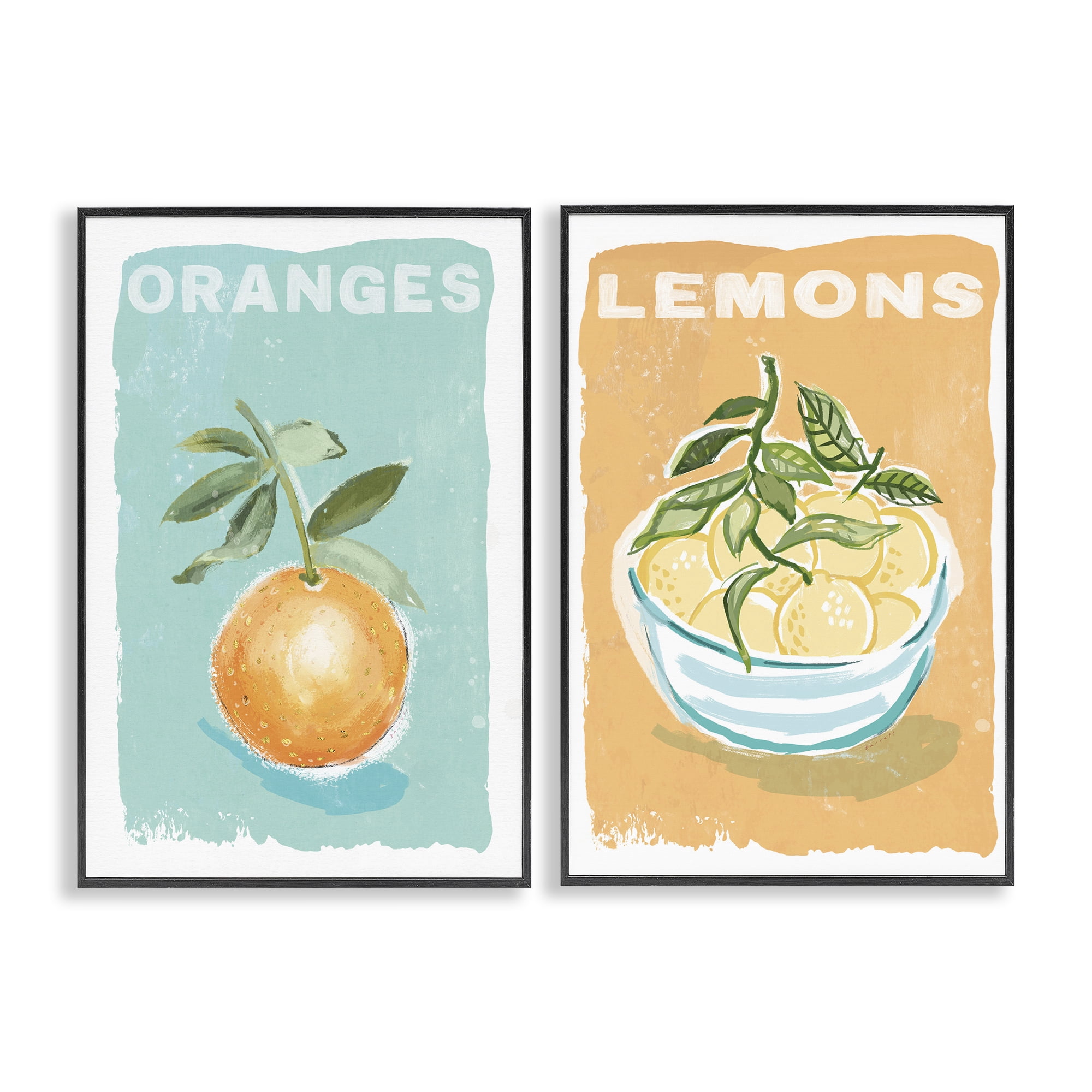 Stupell Industries Citrus Twist Motif 2 Piece Black Framed Giclee Art Set, design by Chad Barrett